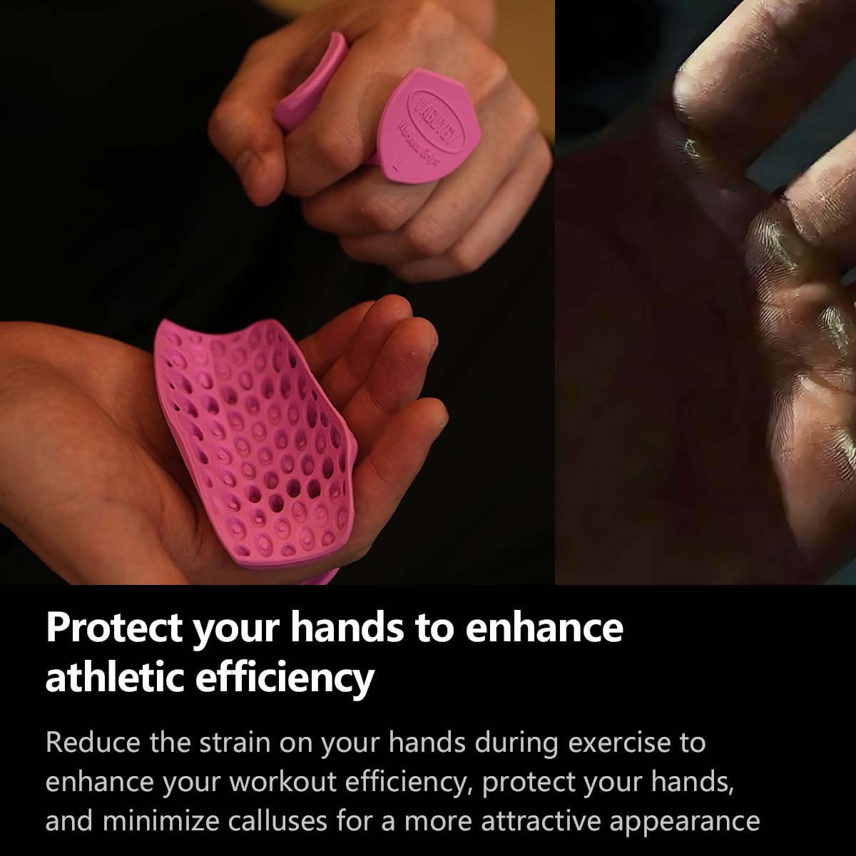 VAGUYGY Workout Grips,Rubber Fingerless Gym Gloves, Pull Up Grips for Men Women Crosstraining Palm Grips Hand Protection，Suitable for Gym & Home Workouts, Improves Grip Strength(1,pink)