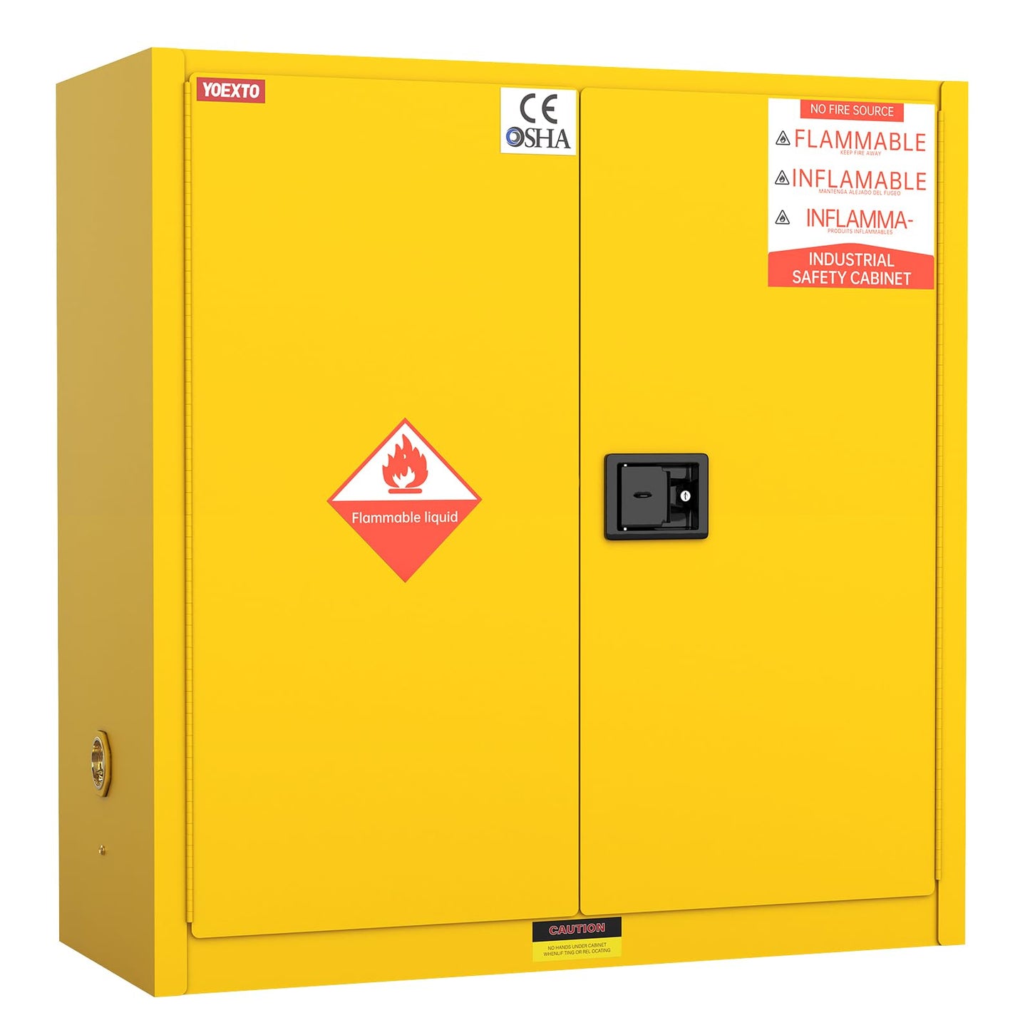 YOEXTO 45 Gallon Flammable Storage Cabinet, W 43 x D 18 x H 44 in fire Resistant Cabinet, Galvanized Steel Flammable Liquid Storage Cabinet, Chemical Fireproof Cabinet, Adjustable Shelves, Yellow