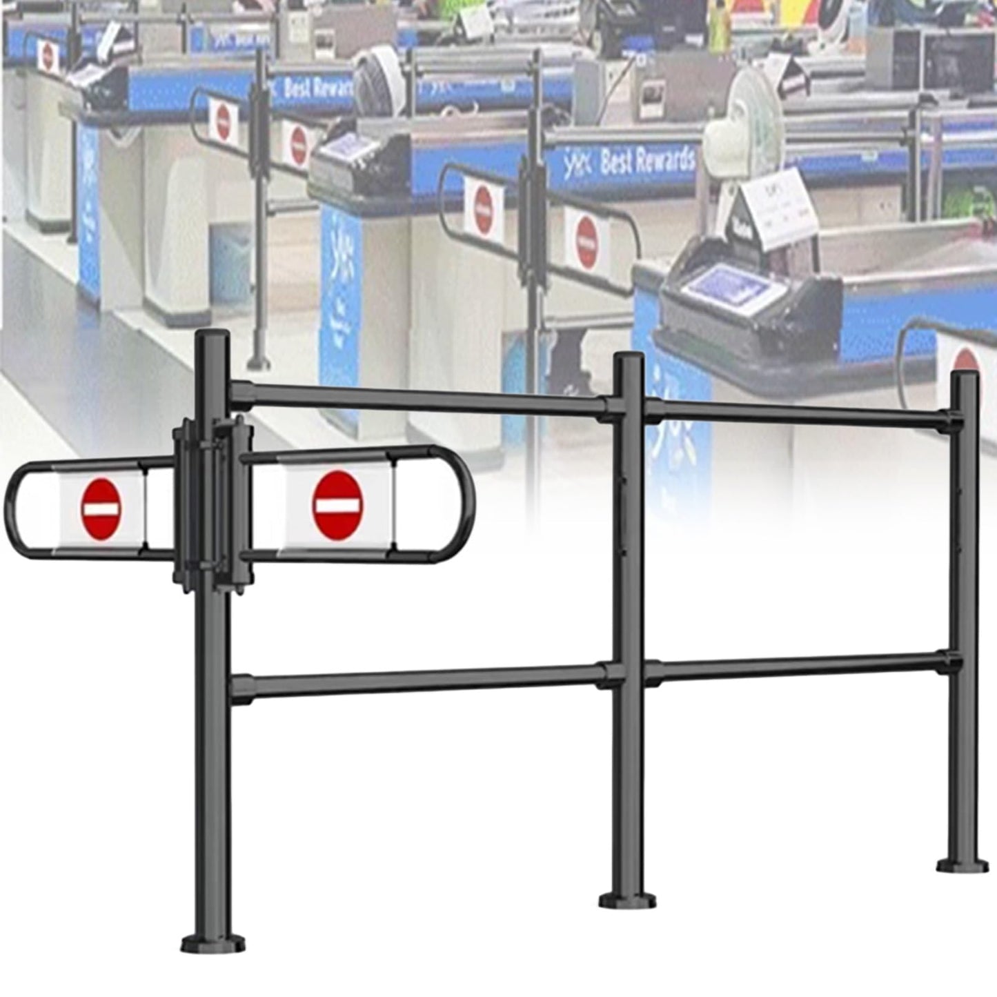 JIIPOREGJ Stainless Steel Supermarket Cashier Counter Safety Gateautomatic Closing Swing Door for Pedestrian Access | Black 100X100Cm 1-Way Entrance for Libraries Stores.Black-200X100Cmx6.3Cm/C