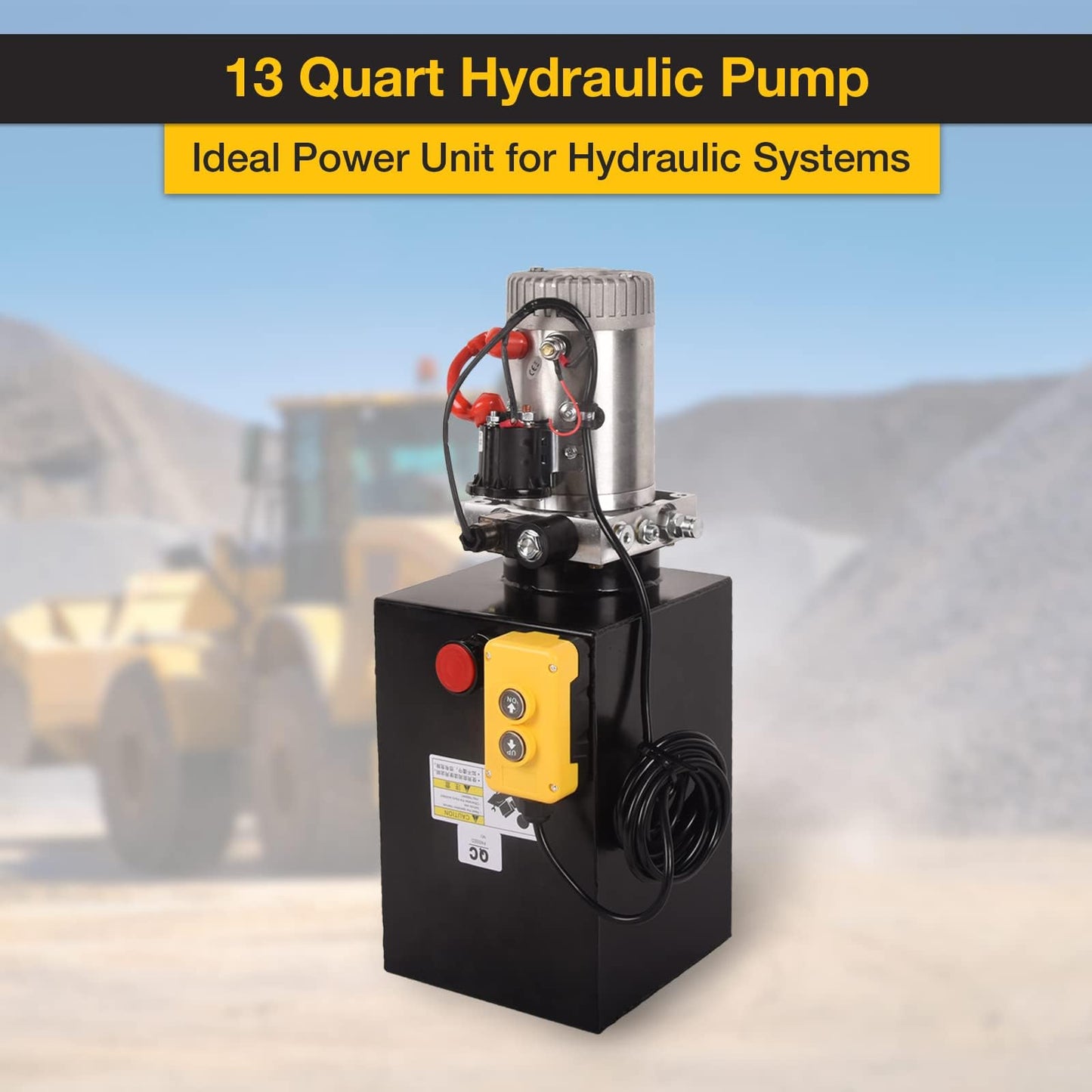Doppy Hydraulic Power Unit, 13 Quart Single Acting Metal Reservoir Dump Trailer Pump 12V 3200 PSI with Remote Control for Dump Trailer Car Lifting