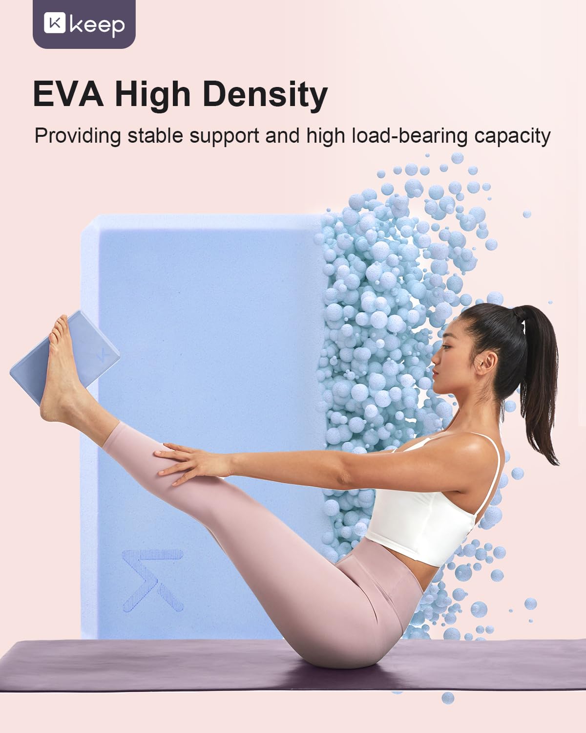 Yoga Block, High Density EVA Foam Blocks for Yoga, Pilates, Meditation, Aid Balance, Support and Deepen Poses - Non-Slip Lightweight Durable(2-Pack-Light blue)