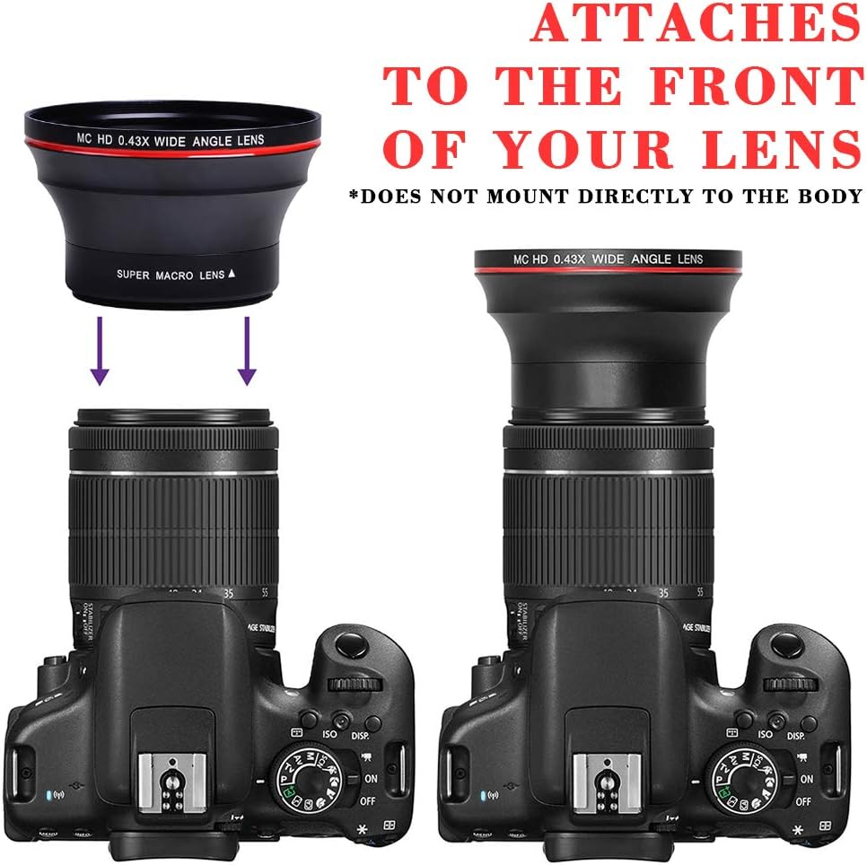 Tectra 58MM 0.43x T7 T7i T6i T6s T6 SL2 SL3 70D 77D 80D 1100D 700D 650D 600D 550D 300D 100D Professional HD Wide Angle