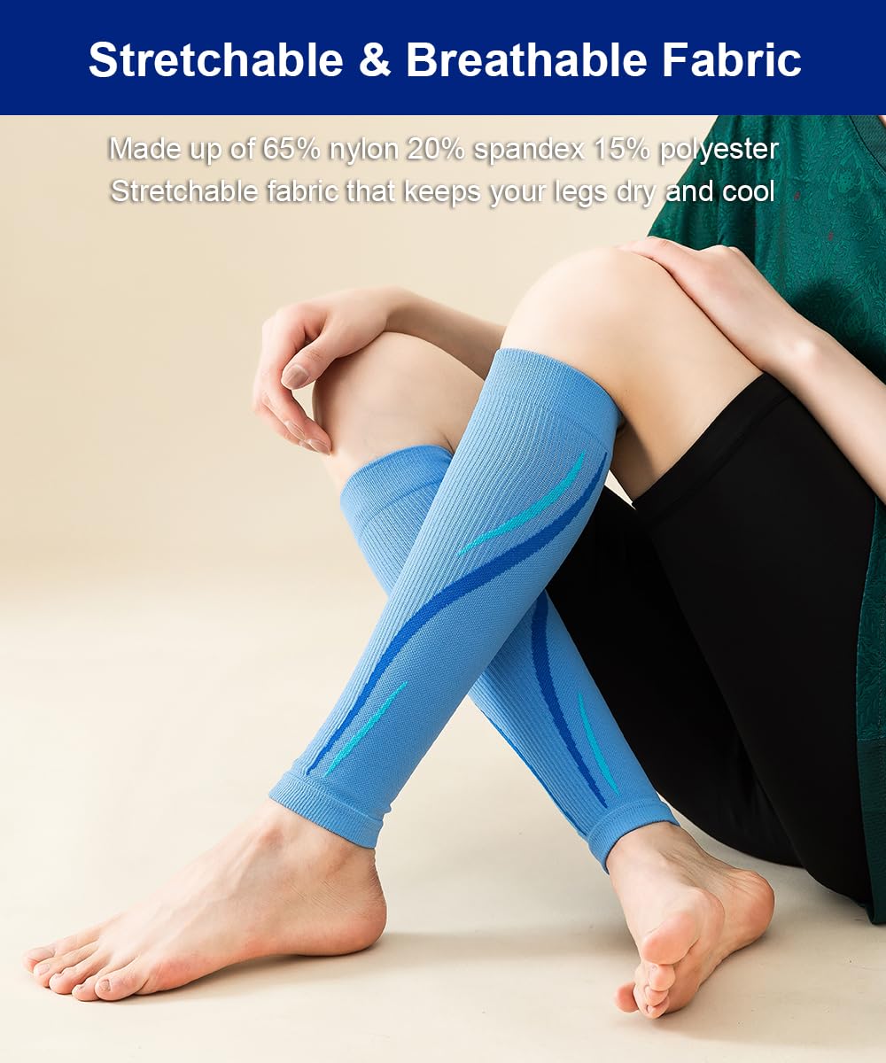 SUJAYU Leg Compression Sleeve Calf Compression Sleeve Women Compression Socks for Flying, Shin Compression Sleeve Shin Splint Relief (Black, S/M)