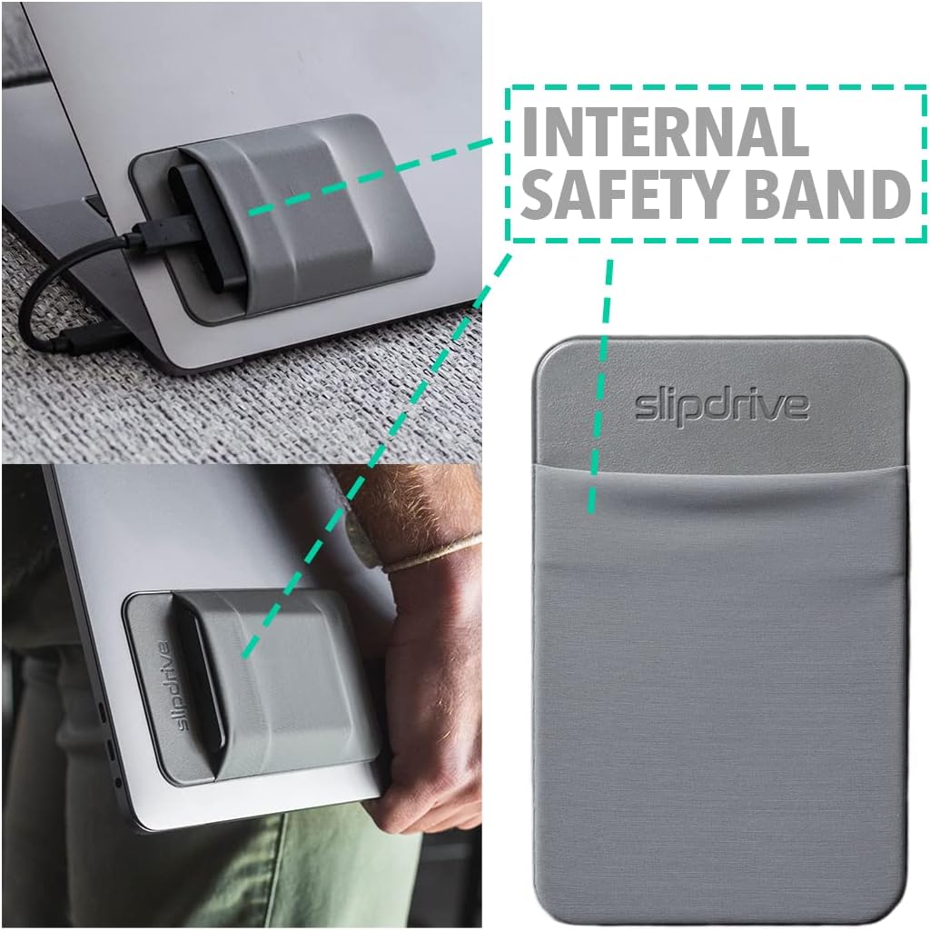 Slipdrive 5 3.2 - Portable Hard Drive Sleeve for Laptop - SSD Solid State Drive - Reusable Adhesive - x Stick on