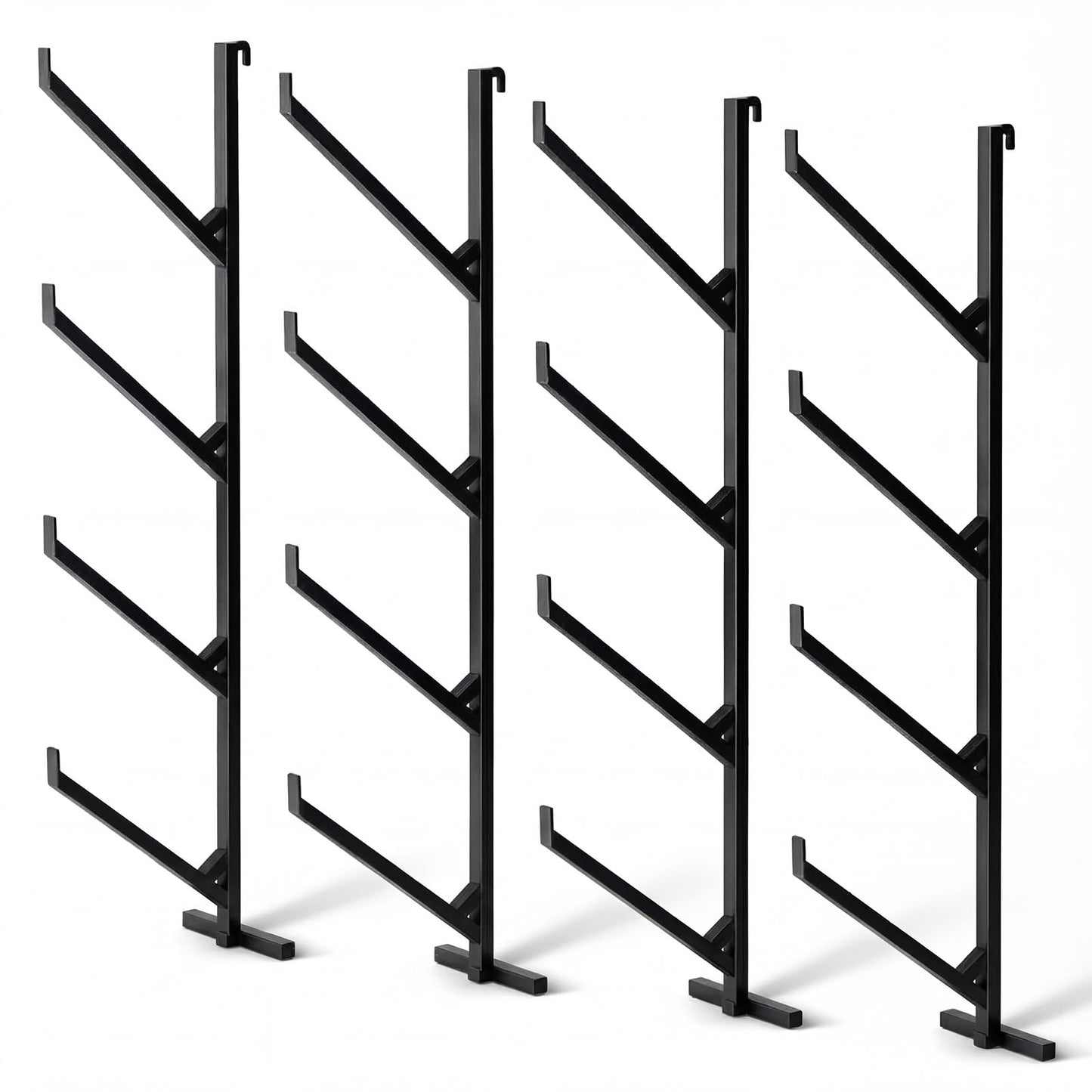Otoolling 4 Pack Shipping Container Shelving Rack 4 Tier Heavy Duty Container Shelf Brackets, 66" H x 21" L Wall Mounted Storage System Powder Coated Steel Racks for Lumber Pipe Organization