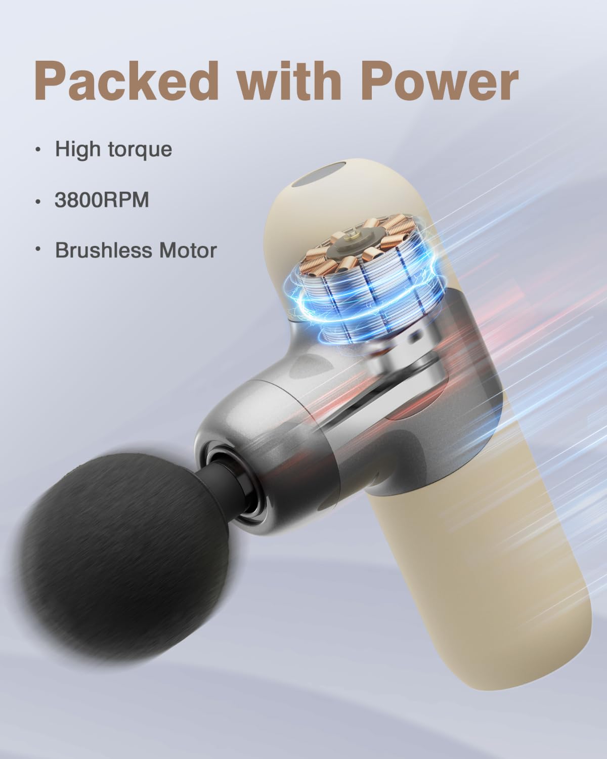 Morelax Mini Massage Gun Deep Tissue, Portable Percussion Muscle Massager for Whole Body Pain Relief, Electric Handheld Sport Massager with 6 Massage Heads 4 Speed, Best Gift (Silver Beige)