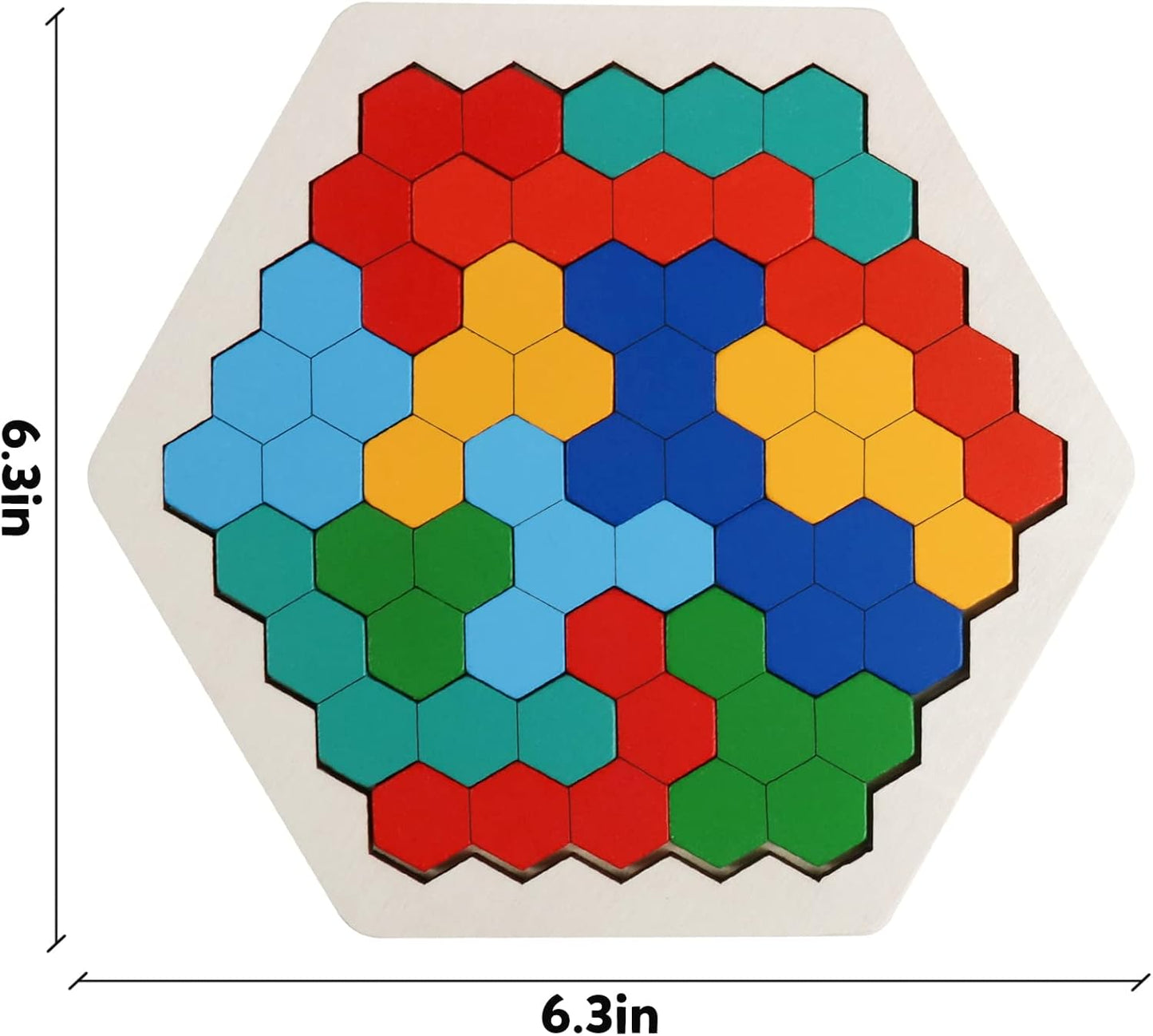 Skrtuan Wooden Blocks Puzzle - Hexagon Brain Teaser for Kids & Adults | STEM Montessori Educational Toy