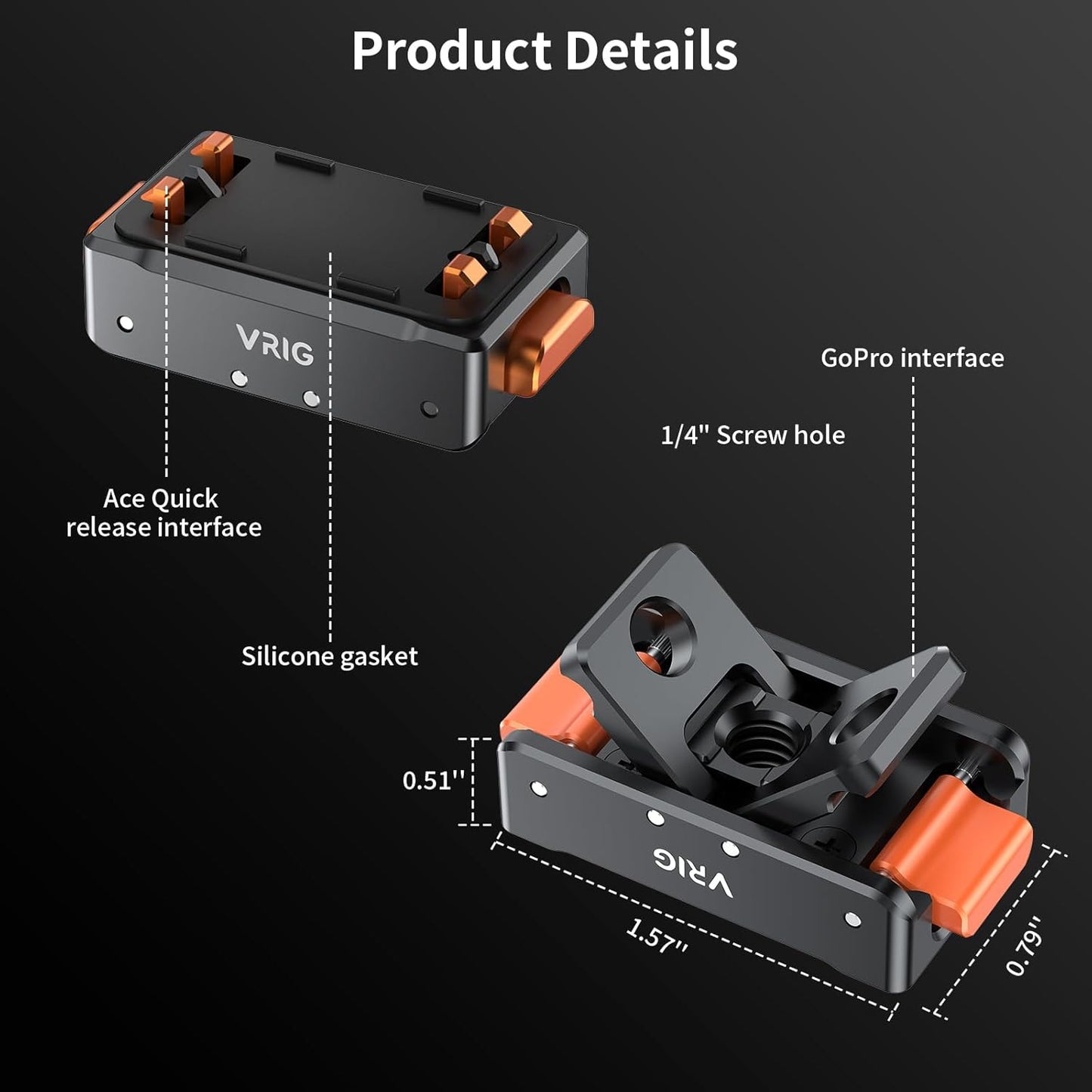 VRIG Select X5 Insta360 Pro2, Insta360 X5/X4 1/4" 2-Prong VRIG Magnetic Quick Release Mount for Ace Aluminum Alloy