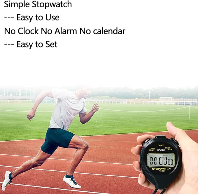 FCXJTU Digital Simple Stopwatch Timer, No Bells, No Alarm, Simple Basic Operation, Silent, Clear Display, ON/Off, Large Display for Swimming Running Training Kids Coaches Referees Teachers