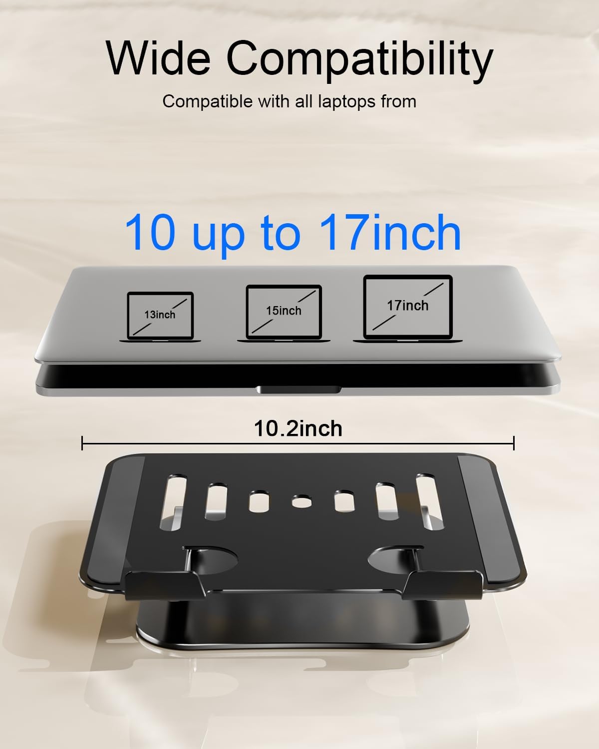 LINTYLE 1017 Inch Adjustable Laptop Stand, Aluminum Portable Laptop Riser for Desk Foldable, Ergonomic Computer