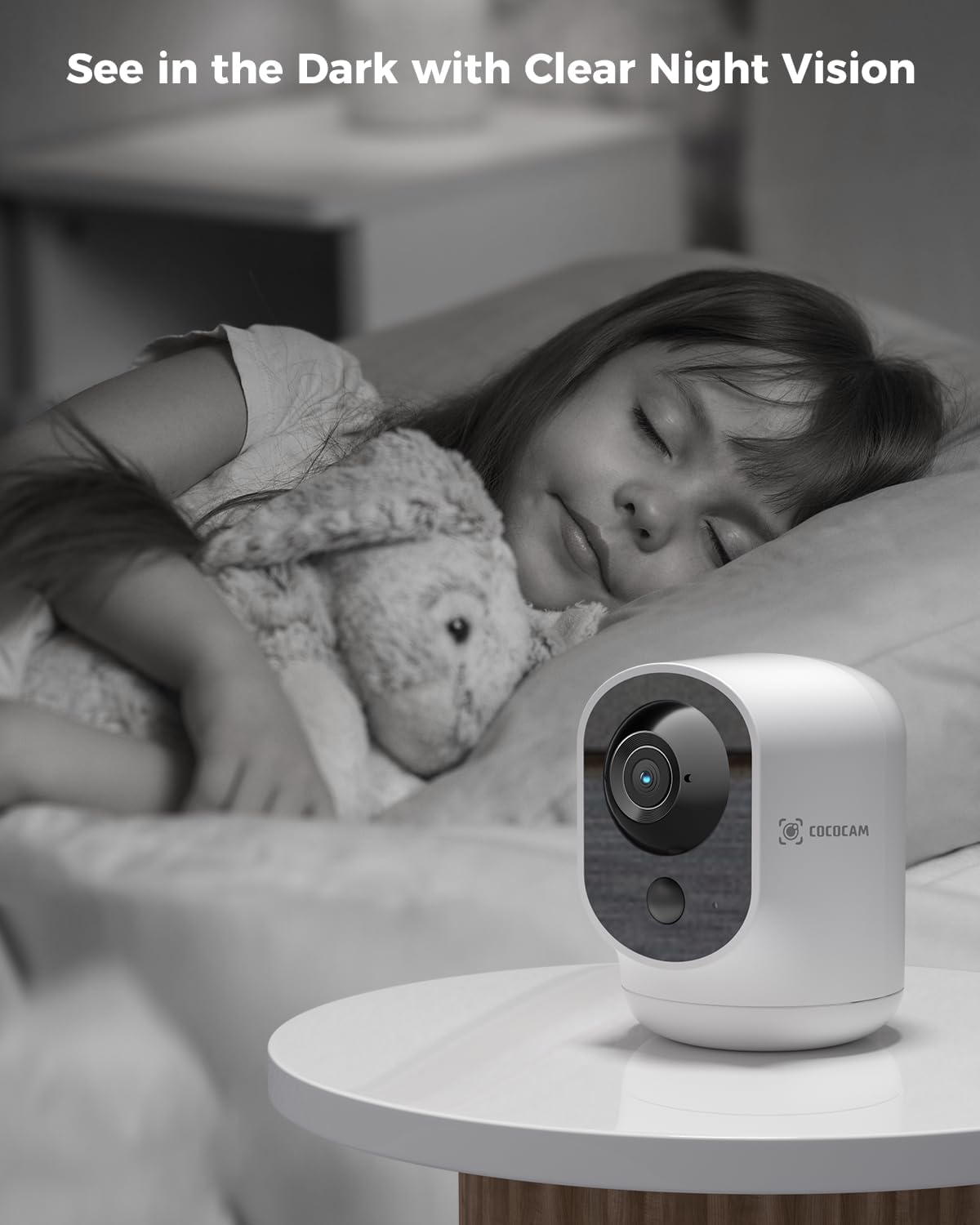 COCOCAM 2K 5200mAh 2.4G Indoor Pan/Tilt Security Camera with Battery, WiFi Camera,Wireless for Baby Monitor/Pet/Home