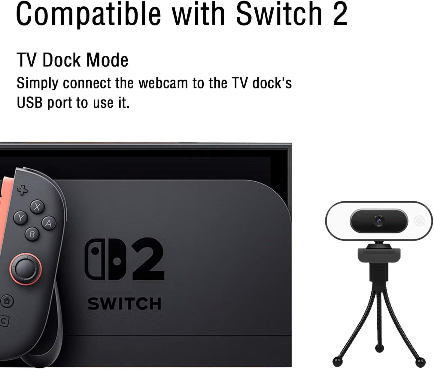 Svcouok 1080P 2/ 3-Level USB Camera for Switch PC, Ring Light & Brightness - Streaming Camera with Built-in Mic, Tripod