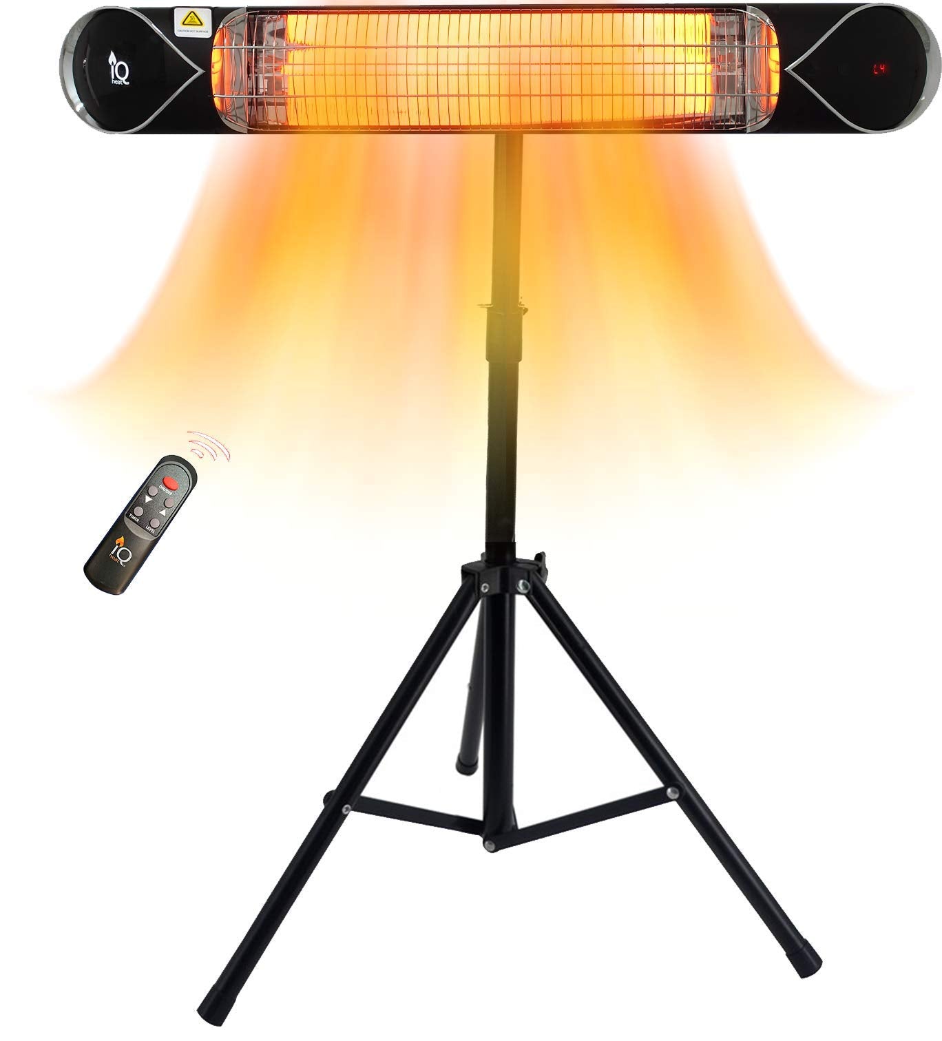 iQ Heat Wave 1500W Carbon Infrared Heater - Indoor/Outdoor Weatherproof Electric Heater with Tripod Stand and Remote - Experience Next-Level, Efficient Heating