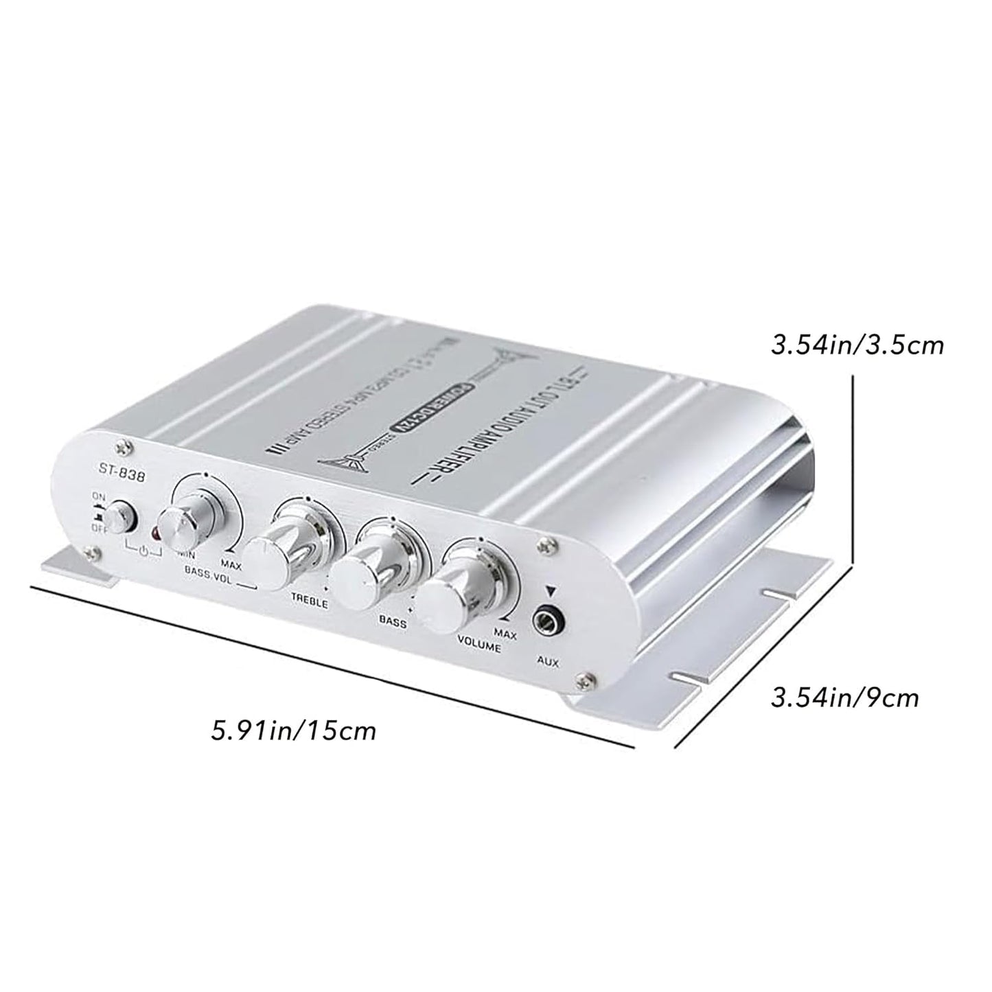 VQP 2.1 20W+20W+40W 12V 2A MP3 MP4 Channel Mini Amplifier, Hi-Fi Power Amplifier, DC Subwoofer Amp Stereo, Bass Treble