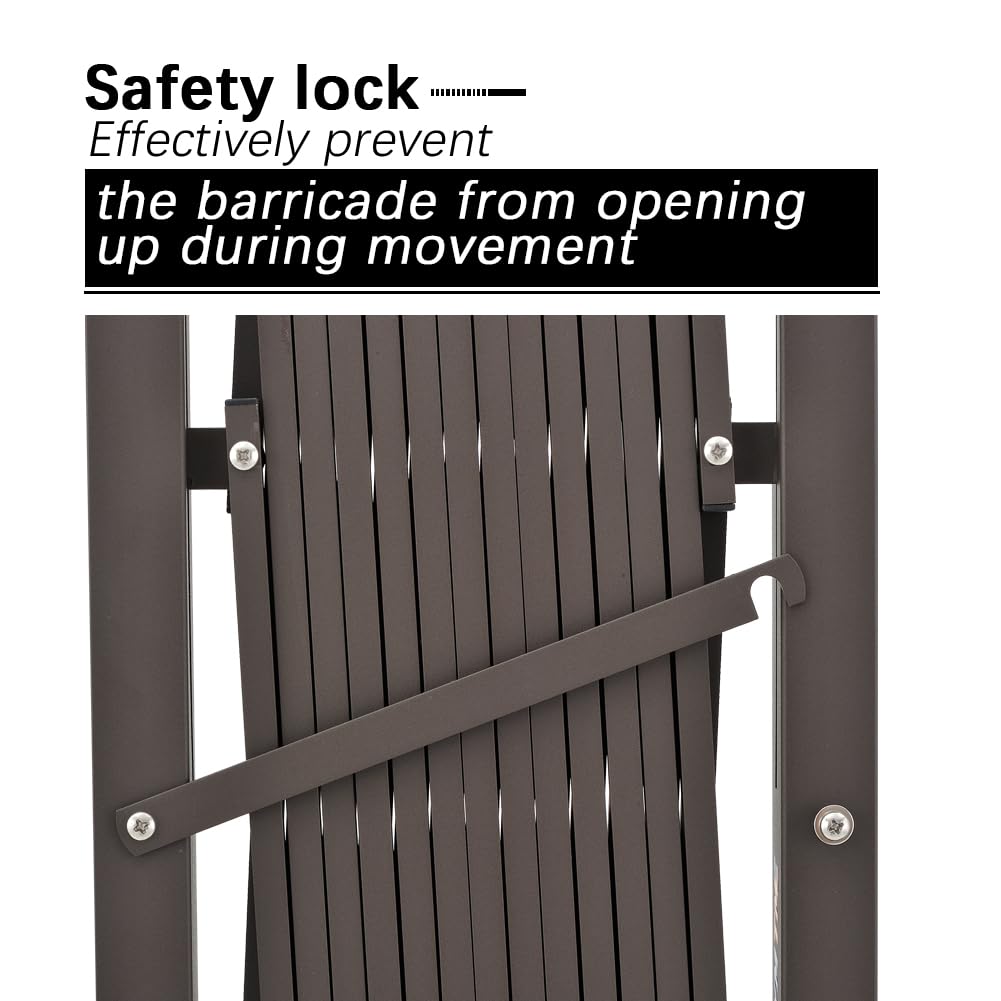 GYMTIME Metal Expandable Barricade, Portable Safety Barrier with Casters, Flexible Mobile Folding Security Gate, Adjustable Traffic Fence for Home, School, Warehouse, 5.2 Feet, 34 inch High