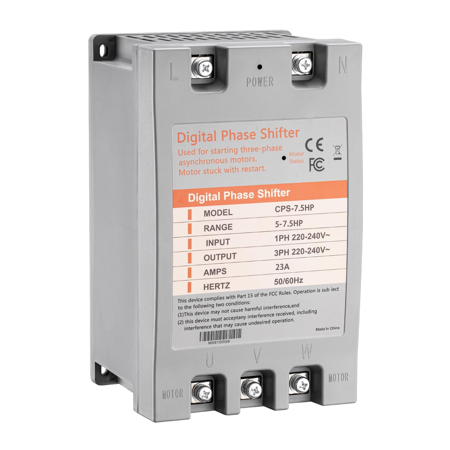 LGIB Single Phase to 3 Phase Converter，7.5HP 220V 3 Phase Converter，220V-240V Input/Output Digital Phase Shift for 7.5HP Motor