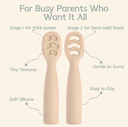 Eascrozn Baby Spoons - Self-Feeding Utensils for 6+ Months | BPA-Free Silicone, Dishwasher Safe, 6-Pack