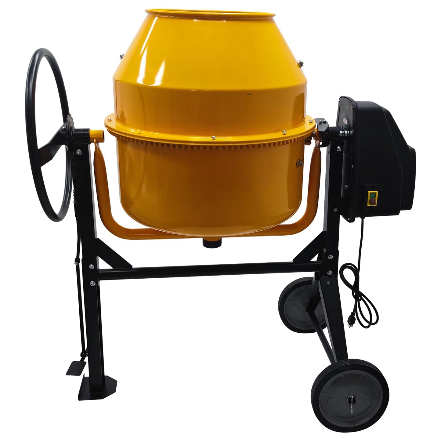 EQCOTWEA 7 Cu.Ft Cement Mixer Electric Concrete Mortar Mixer with Steel Drum & Casters 110V/60HZ Portable Concrete Mixing Machine for Construction Stucco 360°Rotation 1000W (1400RPM)