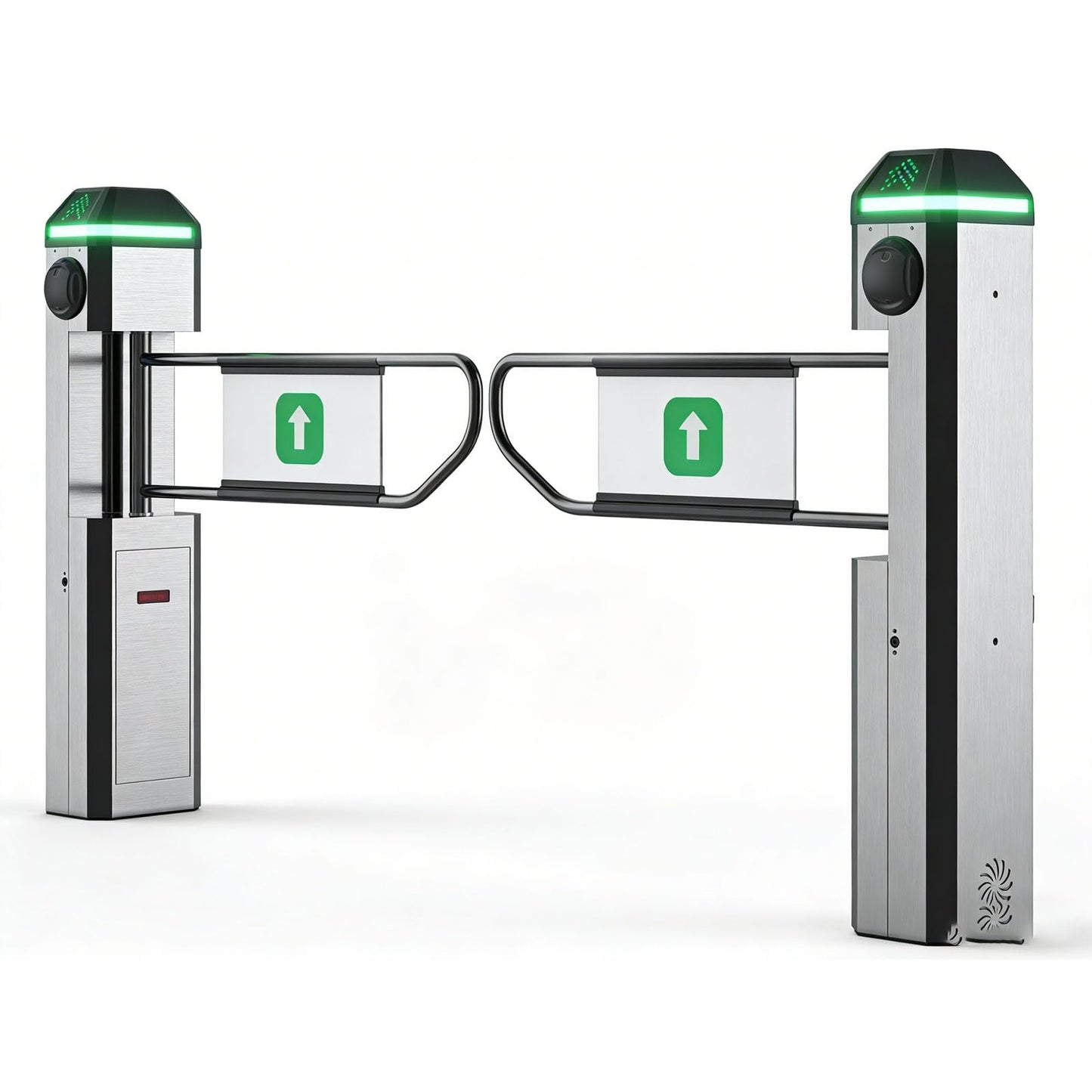 Public Entrance Automatic Turnstile with Radar Sensing - 90° Swing Gate for Transportation Hubs & Retail, Featuring Reverse Alarms & LED Indicators, One-Way Entry Access Control System