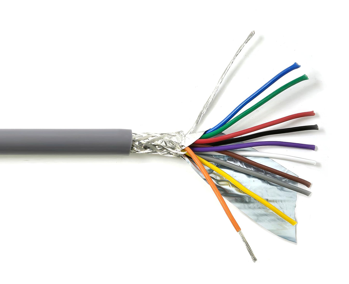 KWANGIL 16AWG 10C AMESB Shielded Cable Wire (UL2464) - Flexible Str TC, PVC Ins, OS+Drain+TC BRD, PVC JKT for CNC Machine, Stepper Motor, VFD Spindle (Gray 50FT)