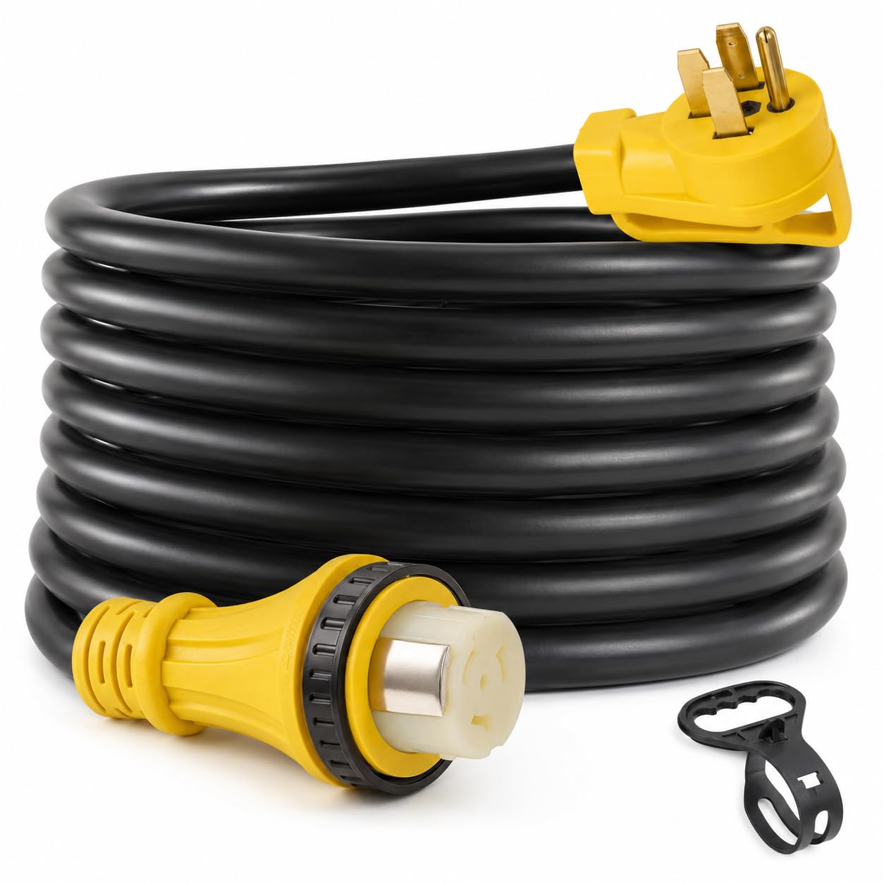50FT 50 Amp RV Extension Cord, NEMA 14-50P to SS2-50R Twist Lock Power Cord, 6/3 + 8/1 STW Heavy Duty Outdoor Cord for RV, Trailer, Camper, Generator Connection, 125/250V