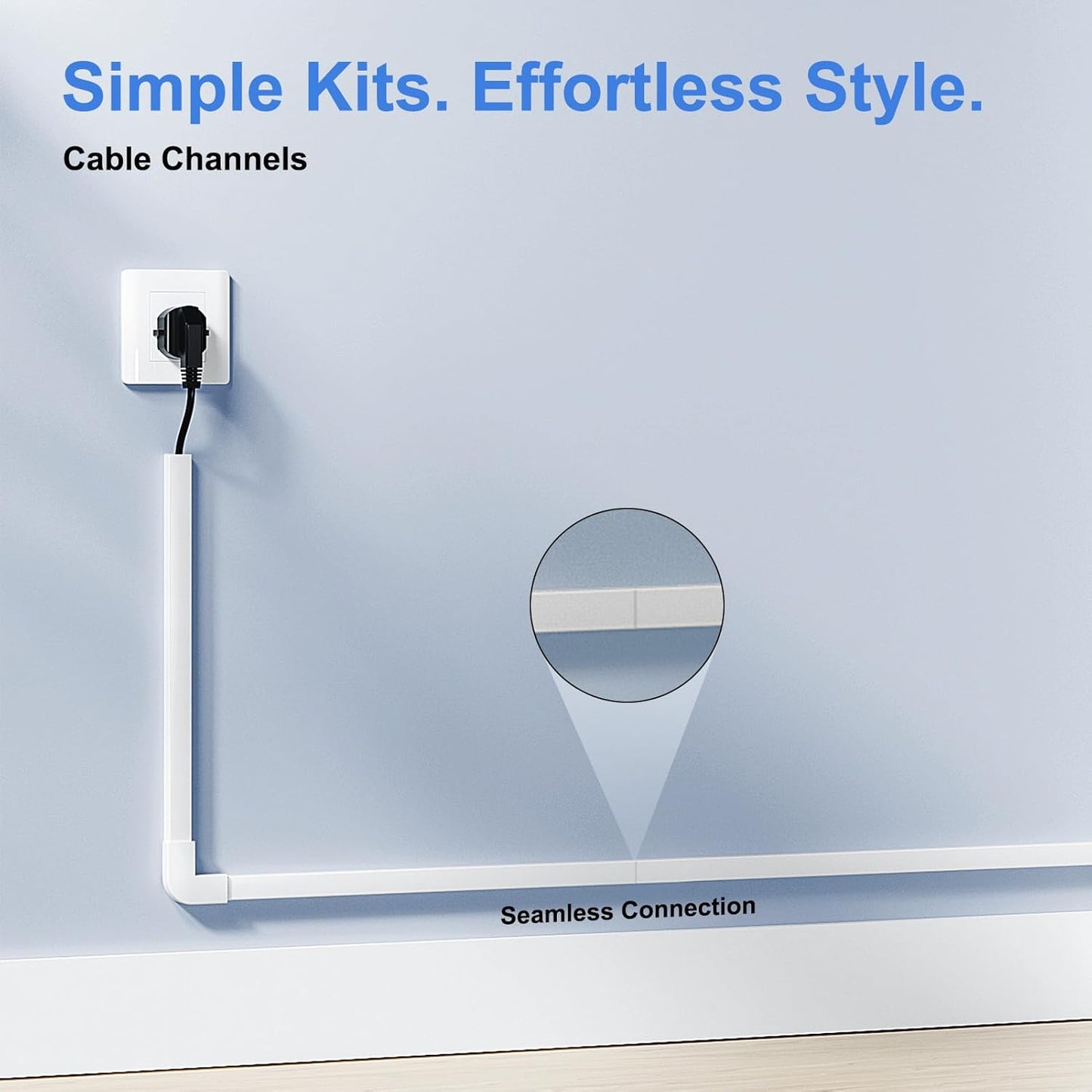 Yecaye 113in 2 W0.59in H0.4in, Cord Hider, One-Cord Cable Concealer, Cord Covers for Wires on Wall, Easy Install Cable