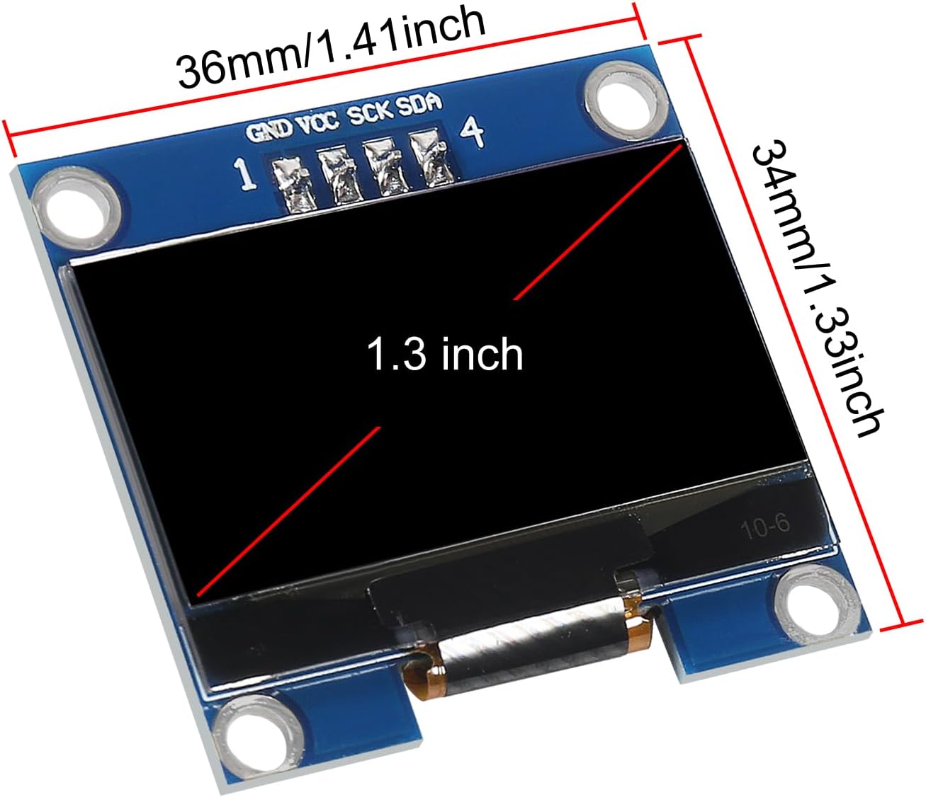 AITRIP 3PCS 1.3 Inch I2C 128x64 SH1106 IIC OLED Display Module Pixel Screen Module with Breadboard Jumper Wires M/F M/M