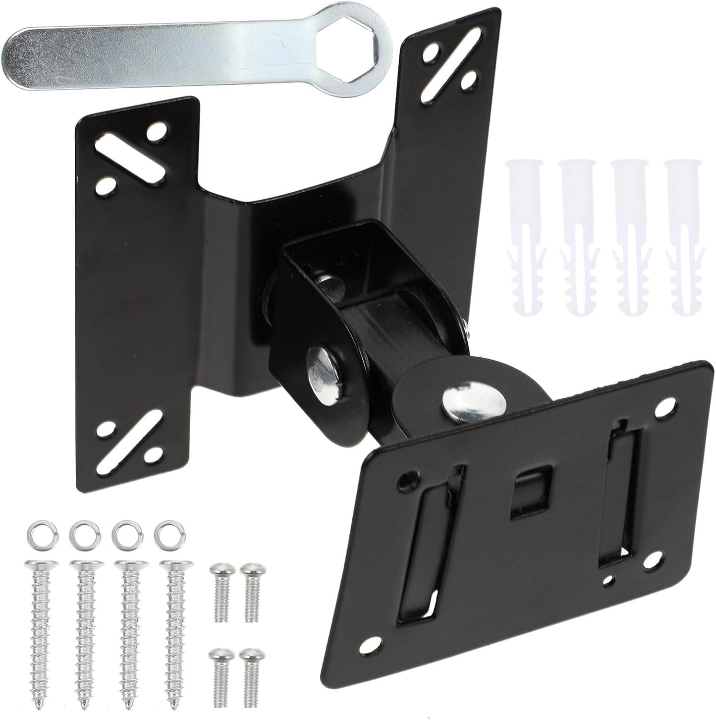 Uonlytech 360-degree 14-27 Inch Wall Mount Tv Bracket Rotatable Monitor Stand Metal Shaft for LCD Screens, Fixed Screen