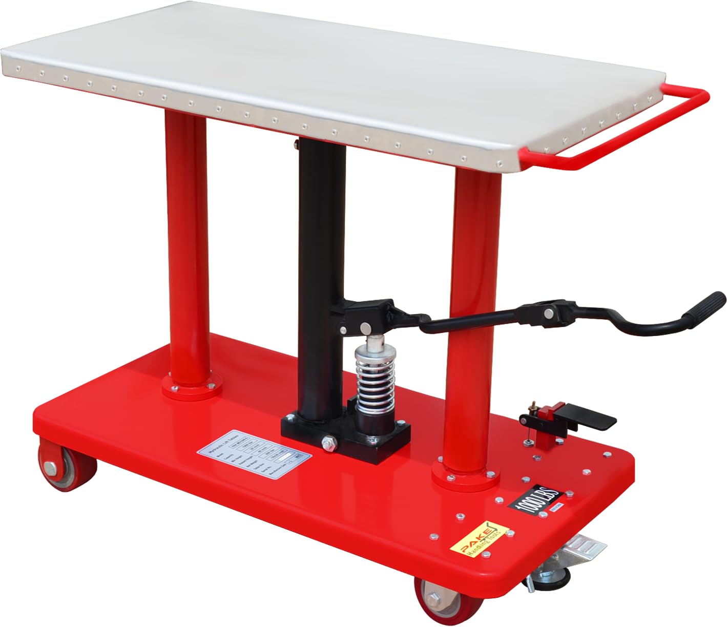 PAKE Low Profile Post Lift Table, 1000 Lb. Cap. 36x18 Platform with Stainless Cover, 30 to 48 Lift Range