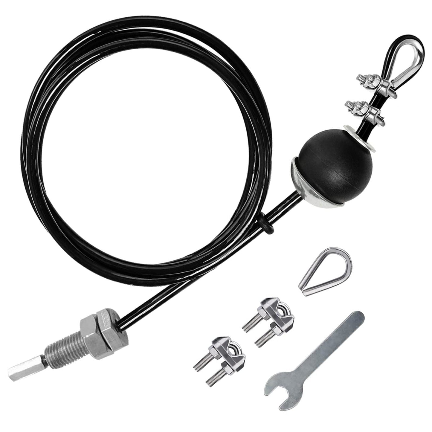LFJ Replacement Gym Cable Fitness Pulley Cable Steel Wire Rope for Cable Machine Home Gym Weight Lift Pulley System (Black Adjustable wtith Screw end, 137)