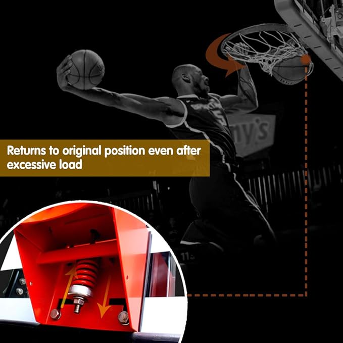 Professional 180º Heavy Duty Breakaway Basketball Rim，18 inch Single Spring Flex Rim Goal Replacement fit Indoor and Outdoor Backboard