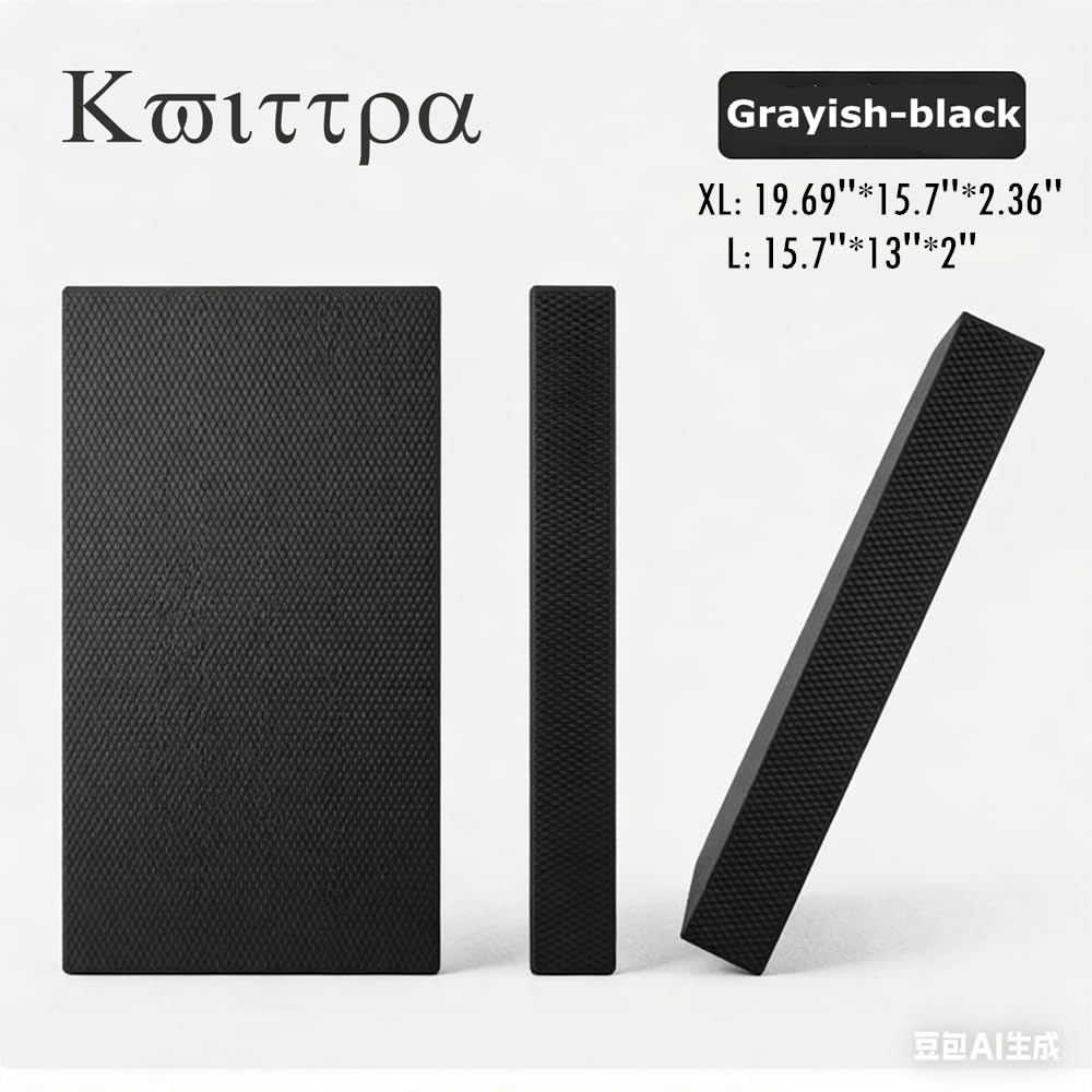 Kvittra Premium Extra Thick High-Density TPE Balance Pad - Non-Slip Exercise Mat for Stability Training, Yoga, Pilates, Physical Therapy & Home Office Comfort (Black, 19.69 * 15.7 * 2.36)