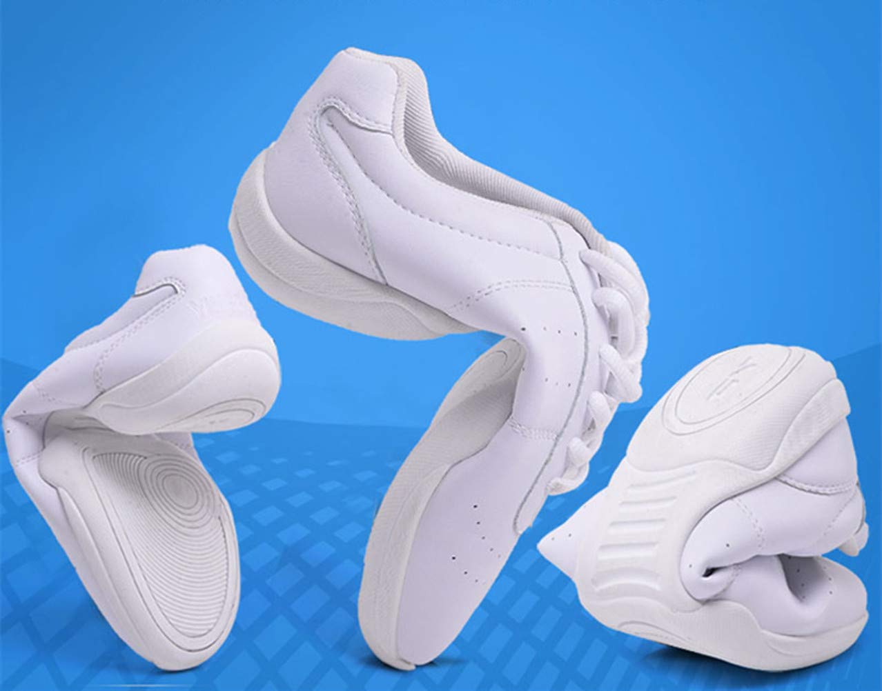 DADAWEN Adult & Youth White Cheerleading Shoe Athletic Sport Training Competition Tennis Sneakers Cheer Shoes White US Size 5/EU Size 36
