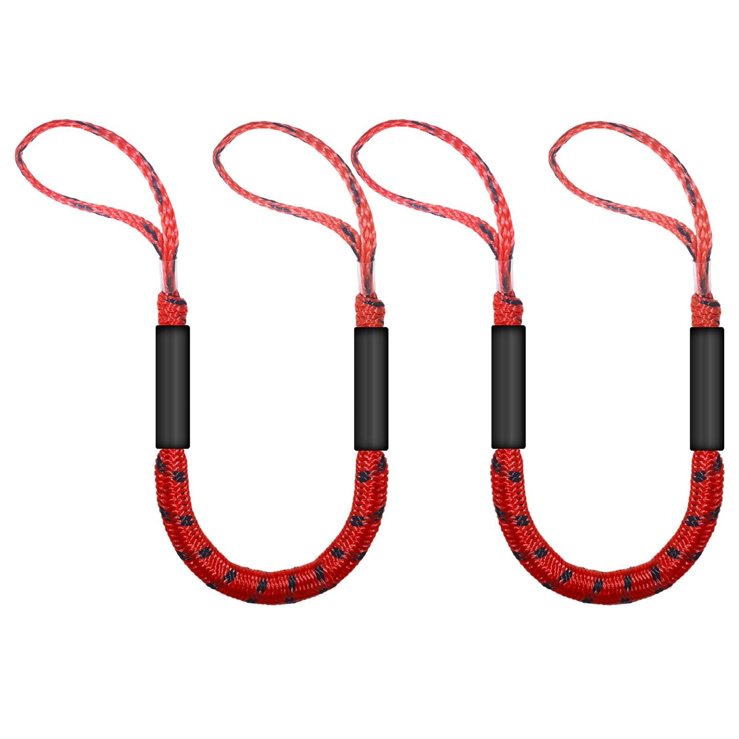 3FT Bungee Dock Line for Boats with Loops – Connect or Secure Docking for Small & Medium Sized Boats Like Kayak,PWC, Canoe, Bass Boat, Jon Boat, Boat Fender Lines (Red&Black)