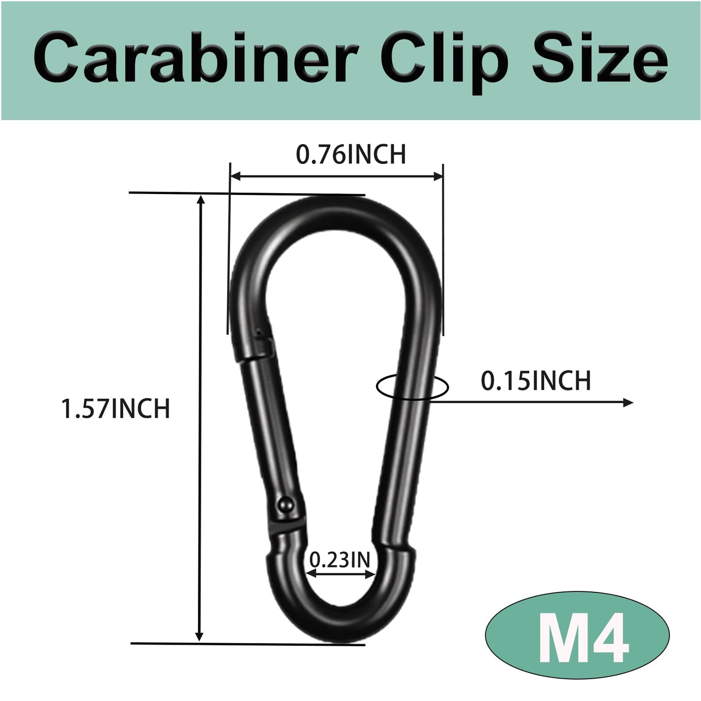 120PCS M4 Black Heavy Duty Carabiner Clips, 1.57IN Galvanized Steel Spring Snap Hook Carabiner, 110LBS Holding Capacity Spring Clips for Hammock Swing Outdoor Travel