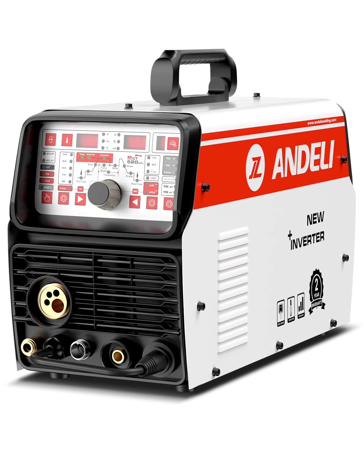 ANDELI 220V Aluminum MIG Welder,MIG TIG CUT COLD & MMA MIG Welding and Flux Welding without Gas Cold Welder 5 in 1 Multiprocess Welder Aluminum Welding Machine MCT-520DPL Pro