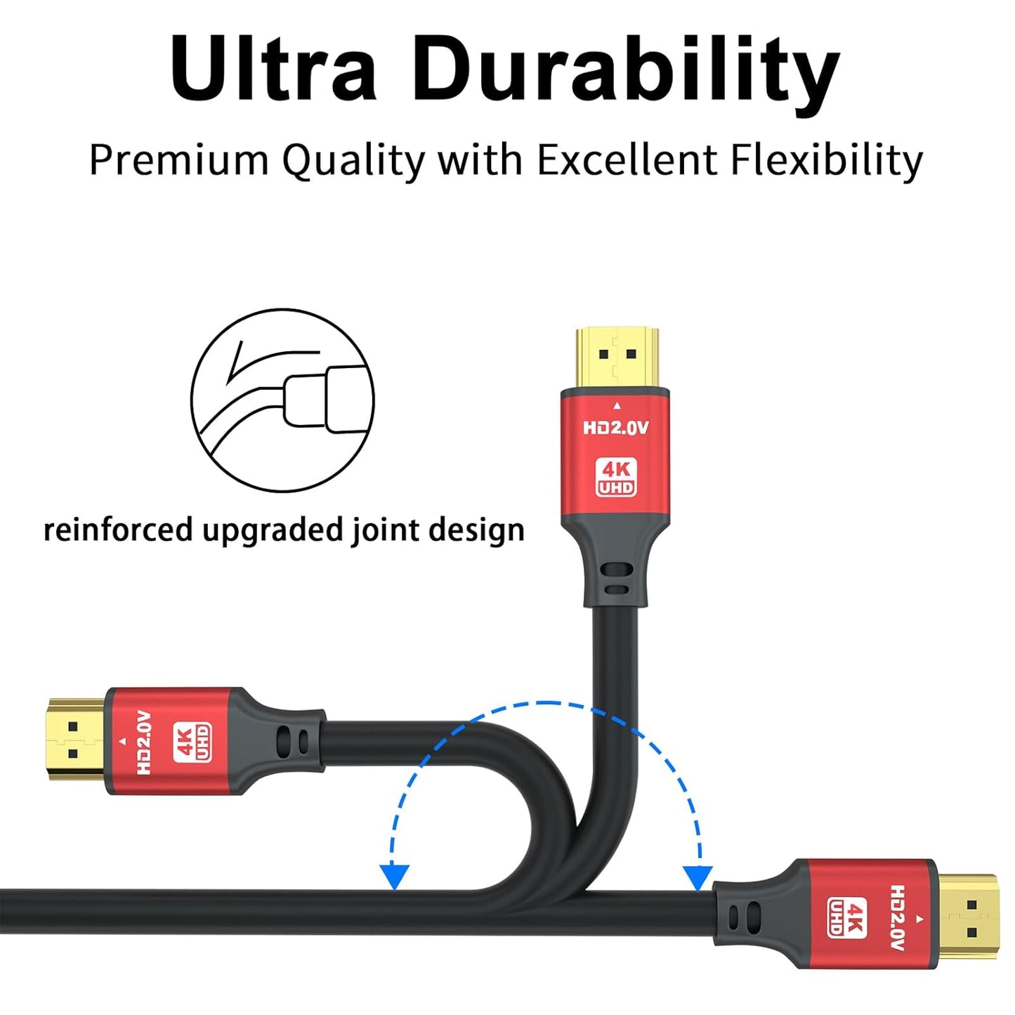 35FT 4K60Hz, 4K Setup. Long HDMI Cable High Speed HDMI Cable with Gold Plated Connectors, Red Aluminum Housing