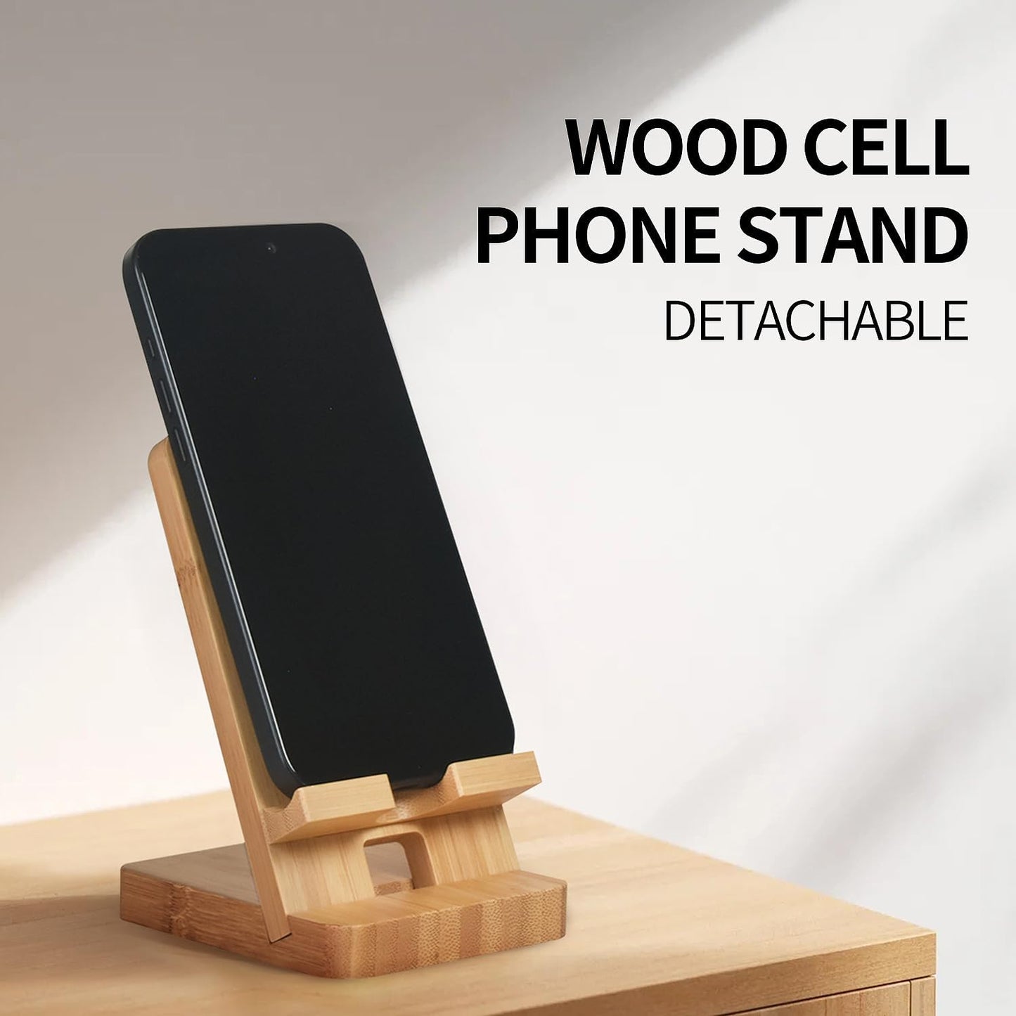 Baiwryxl Wood Phone Stand, Desktop Wooden Phone Holder, Portable Office Phone Stand for Desk, Wood ipad Stand
