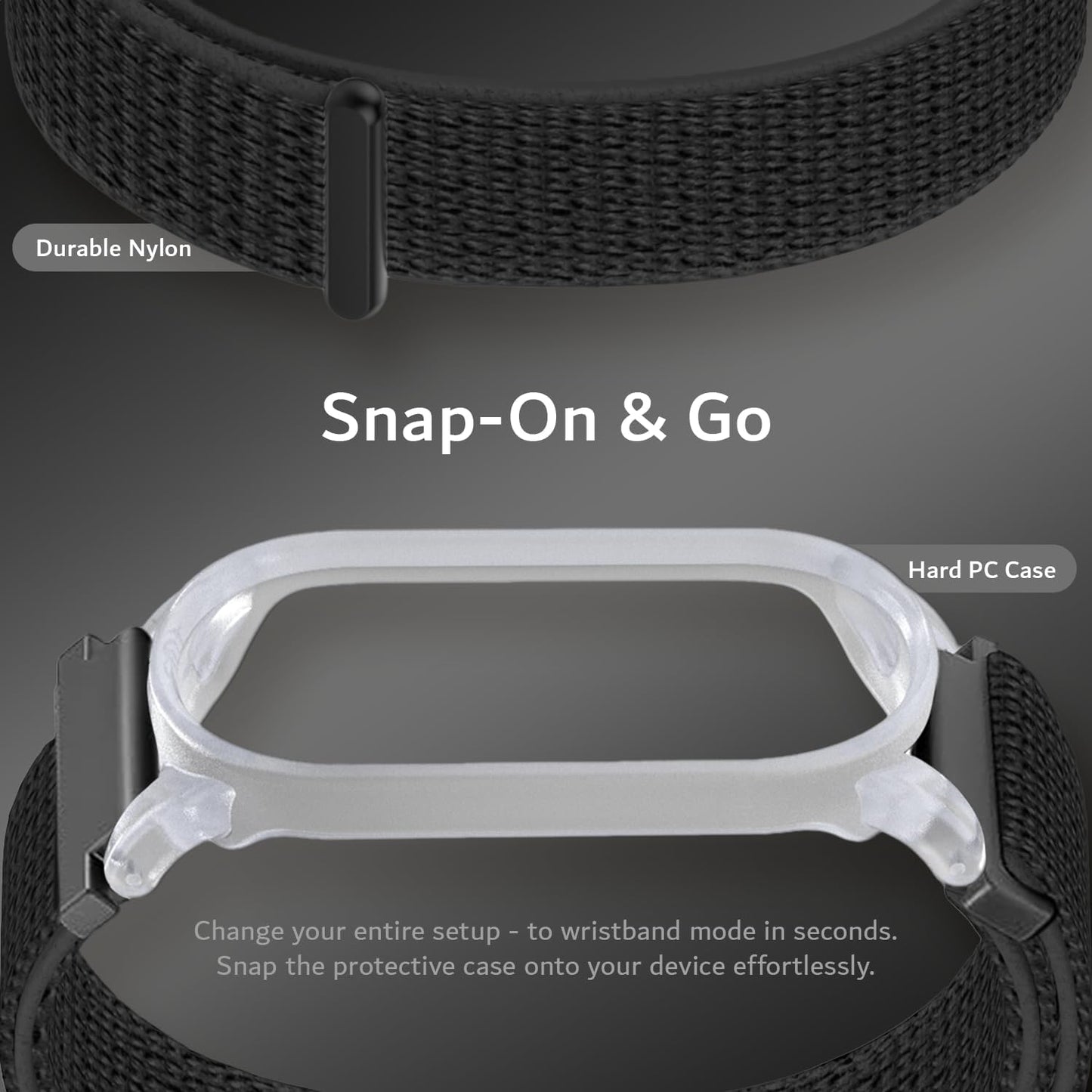 5.5"8.7" TUDIA Snap On PC Case with Adjustable Nylon Hook & Loop Wristband Compatible with PLAUD NotePin AI Voice
