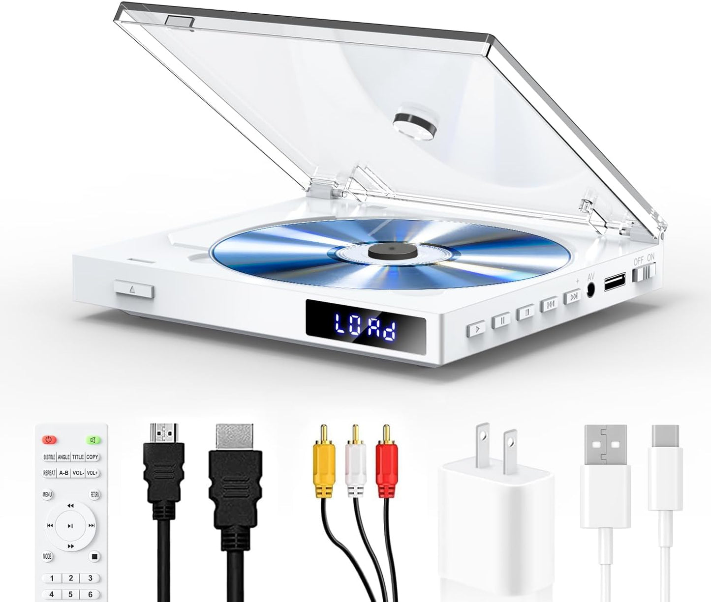 MAITE 1080P, Mini DVD Players with USB Port, HDMI/RCA Output with Mini DVD Players for TV, Supports All Region NTSC/PAL