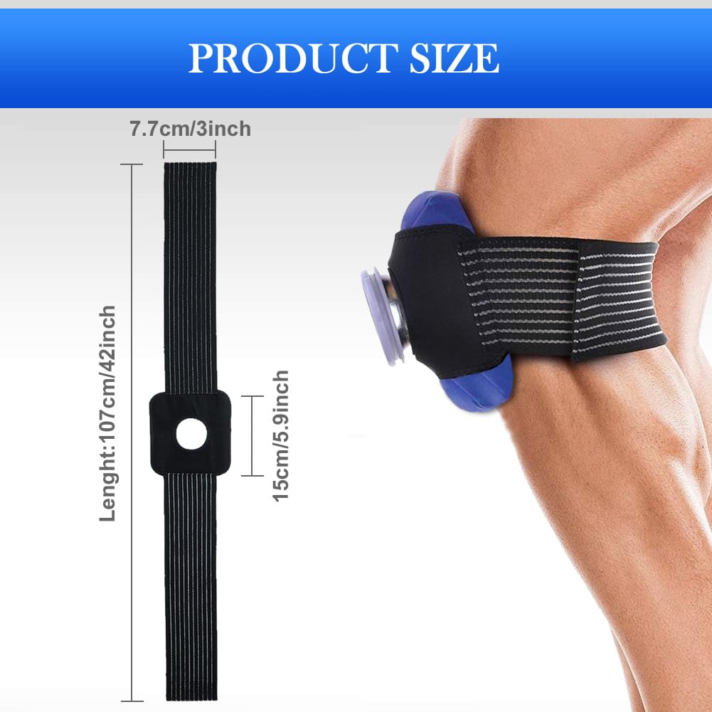 ASEKACK Ice Pack Strap, Extended Version Adjustable Support Wrap, Ice Pack Wrap Band, Ice Bag Strap, Multipurpose Elastic Hook and Loop Extension Strap, 42 inches
