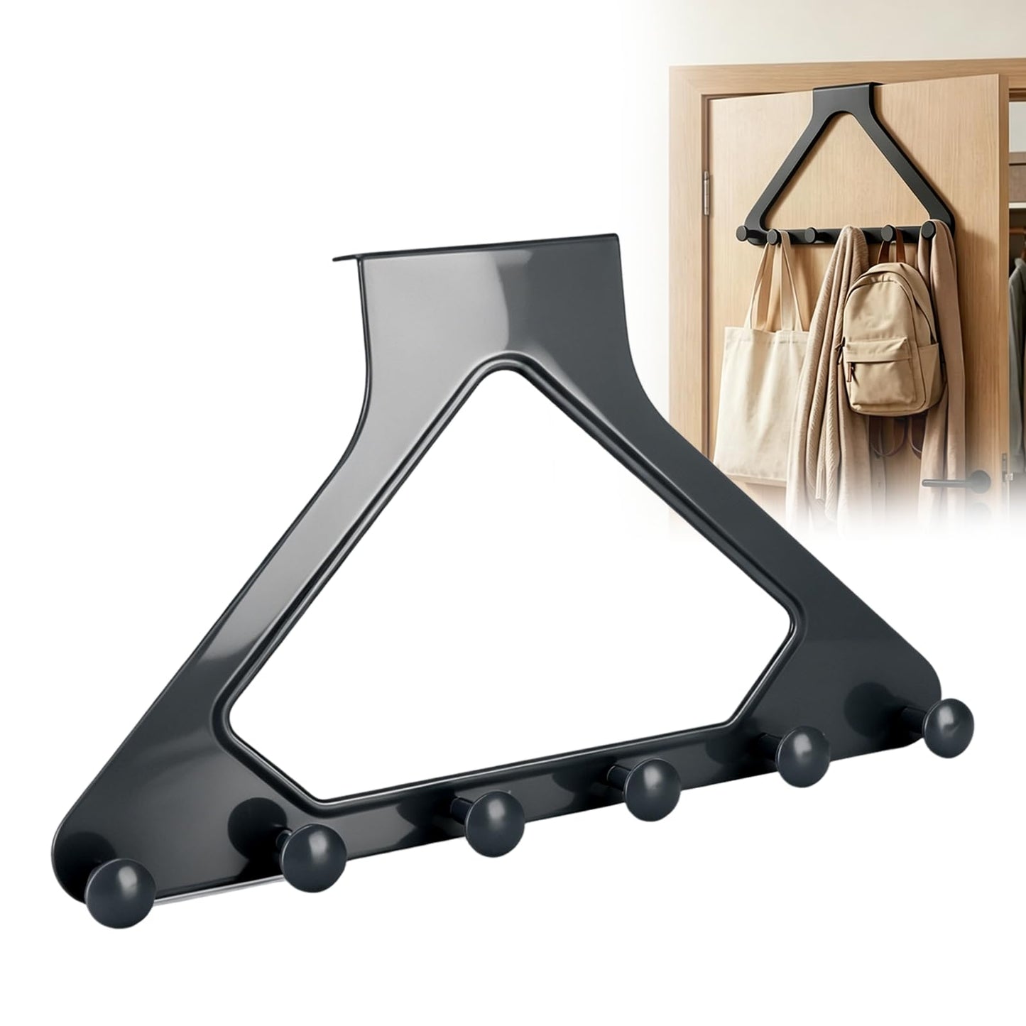 Gptkop 2026 New Over-The-Door Hanger Organizer, Space Saving, Over the Door Hanger Rack for Coat Hat Scarf Towels, 50 lb Load, No-Drill, Fabric-Friendly Round Hook