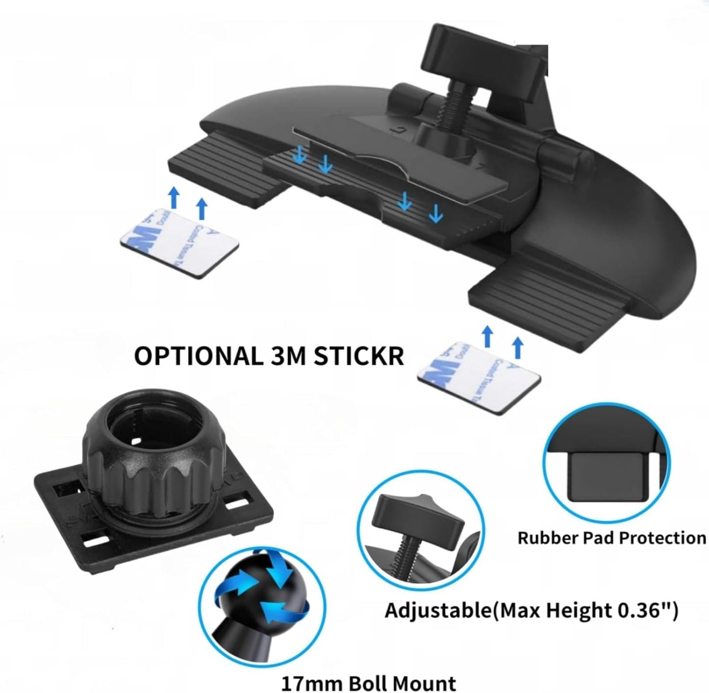 Epronic 17.2mm 7-10.26 inch Portable Car GPS Mount, Ball Adapter CD Slot for Phone Holder, Magnetic Mount, Compatible
