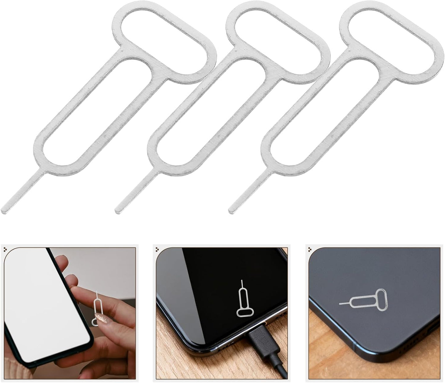 300pcs Set ULTECHNOVO Sim Card Removal Tool and Sim Tray Ejector Pin for Smartphones Anti-Lost Keychain Design