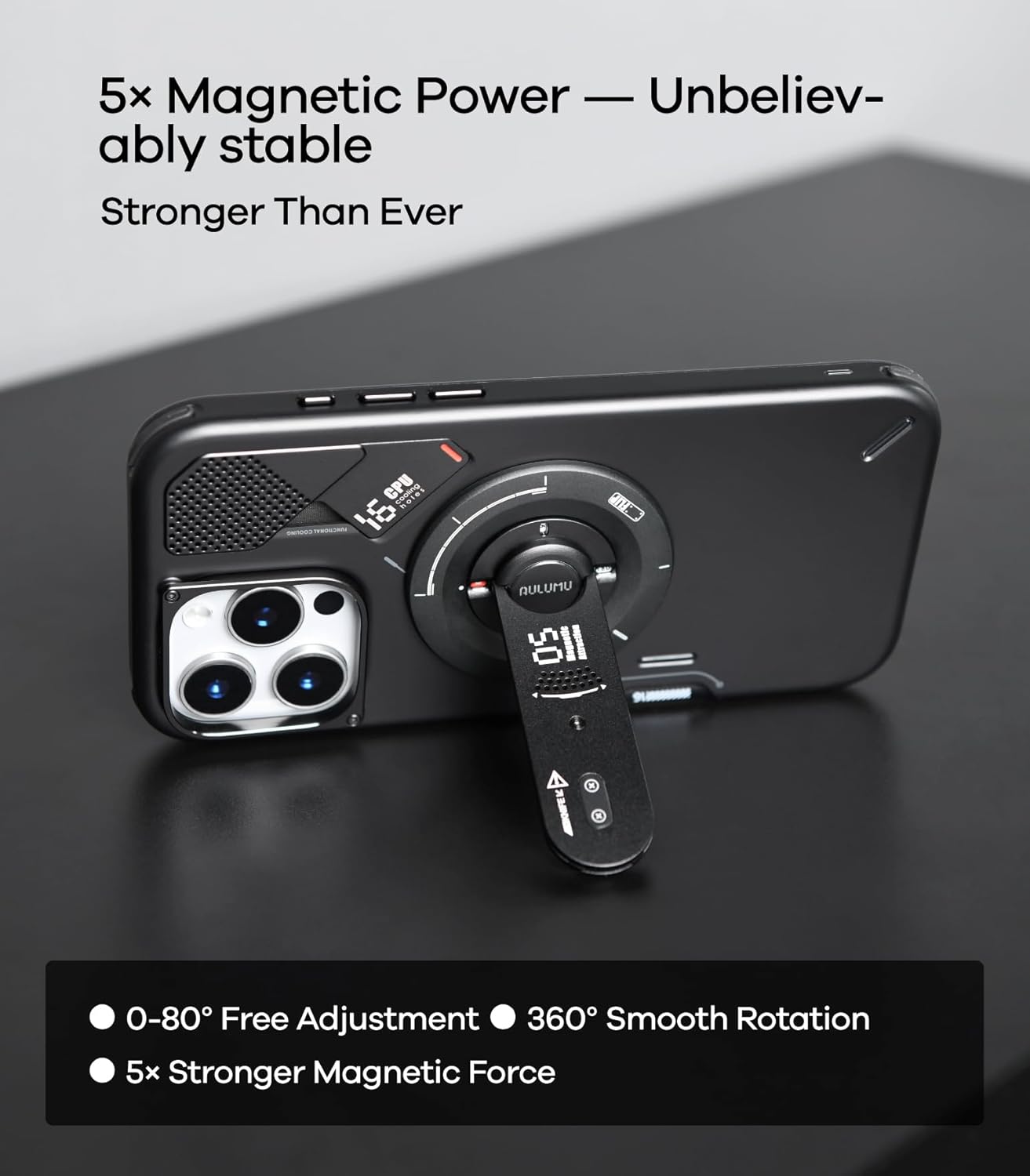 Aulumu G05 Air for MagSafe Grip Stand | Rotation Angle Adjustment | Aluminium Alloy Ultra Light & Ultra Thin | with Box