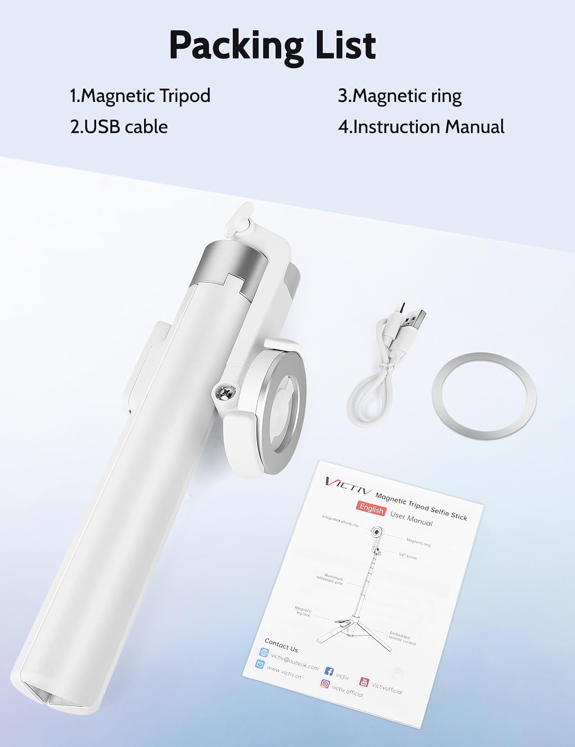 68" Magnetic Tripod for iPhone Magsafe, Phone Tripod & Selfie Stick with Rechargeable Remote for iPhone/Android/Camera
