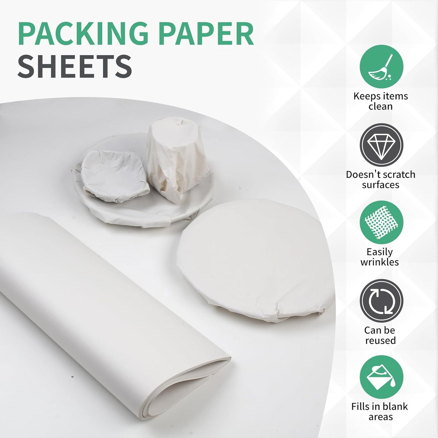 Packing Paper Sheets - 14" x 22" Newsprint for Moving & Shipping | 52 Sheets for Wrapping & Protection