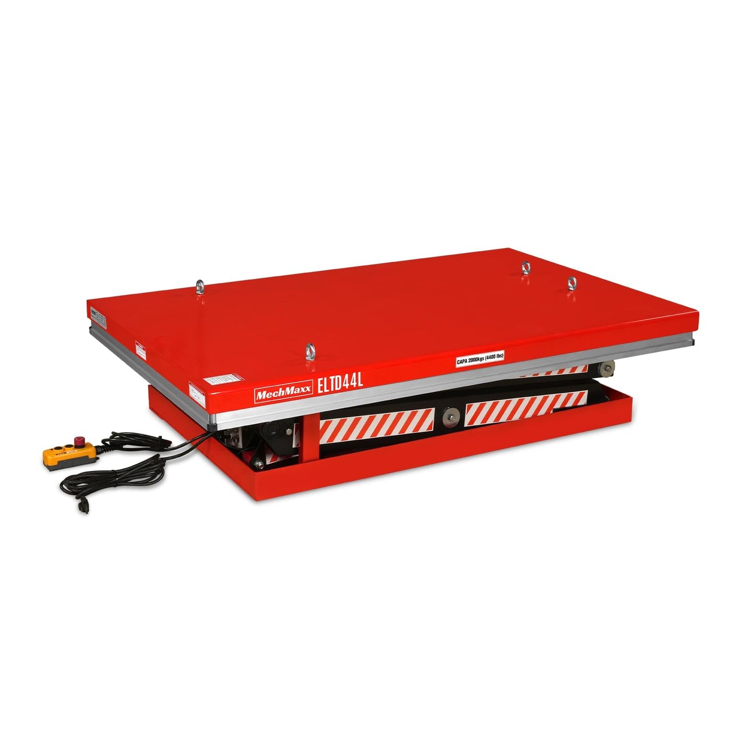 Mechmaxx 4400 lb Capacity Stationary Electric Hydraulic Double Scissor Lift Table – 63" x 39.4" Platform, 70.1" Lift Height, UL Certified Motor,Model ELTD44L