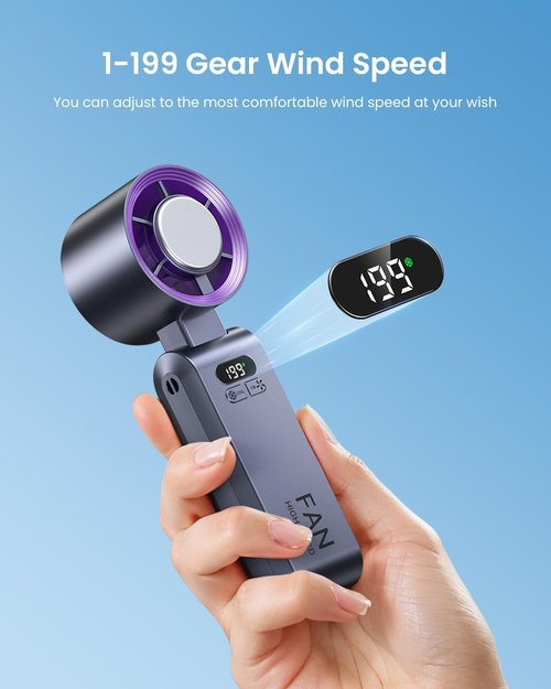 Kimguard Handheld Portable Turbo Fan - Rechargeable Personal Fan with Ice Cooler | 20000 RPM, Purple