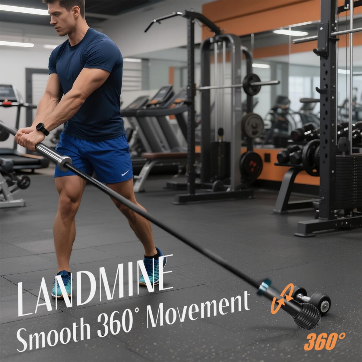 SerniaXin Landmine Attachment for Barbell, 360° Rotation for Row, Split Squat, Press in Home Gym, Natural Rubber 2" Olympic Bar Fit (1)